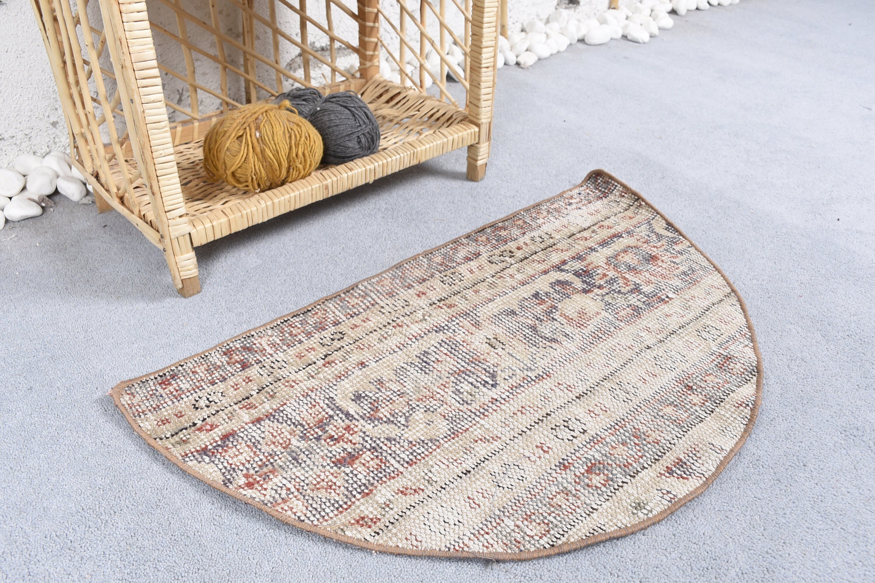 Home Decor Rug, Rugs for Wall Hanging, Kitchen Rug, Bedroom Rug, 2.5x1.5 ft Small Rugs, Beige Antique Rug, Turkish Rug, Vintage Rugs