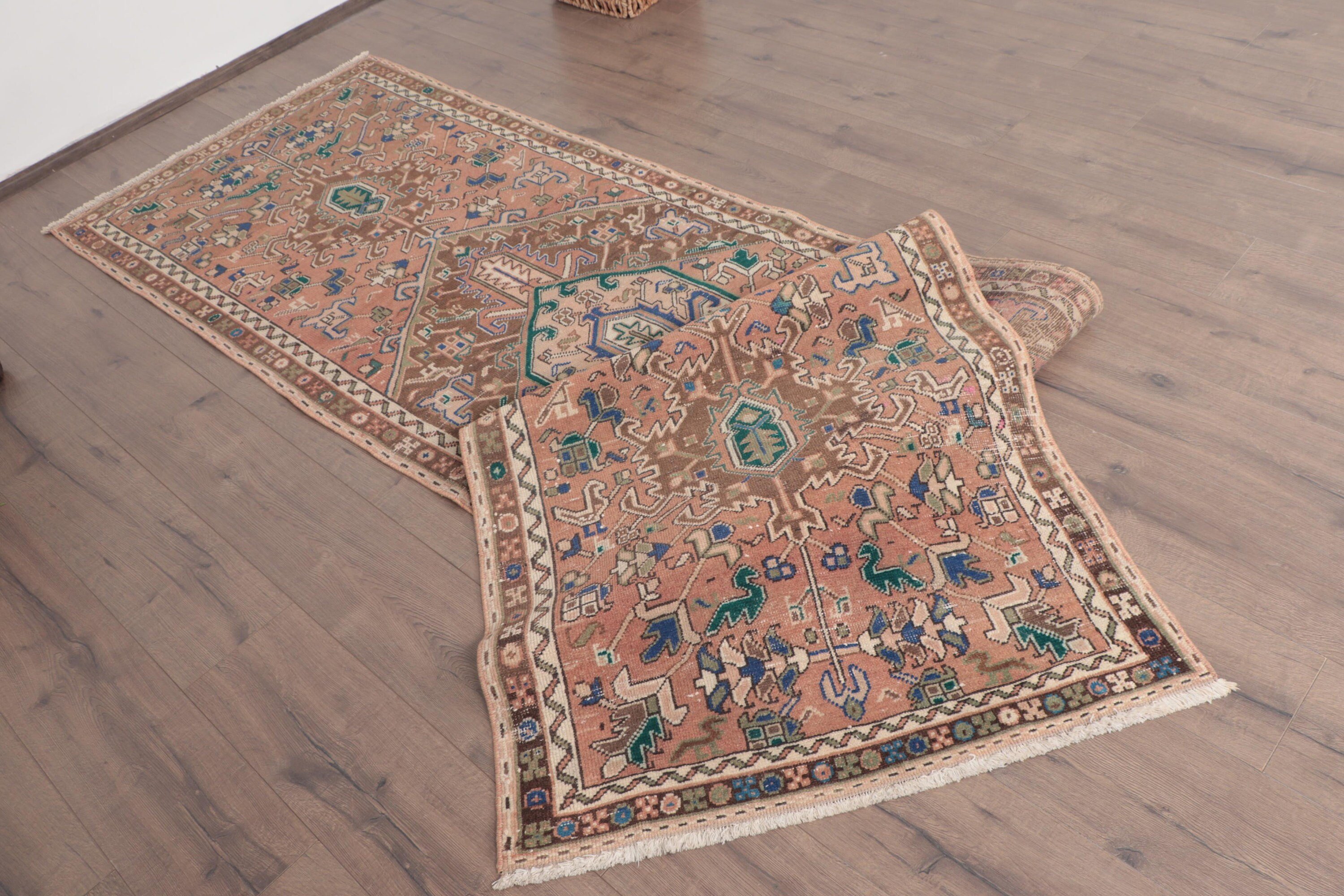 3x11.4 ft Runner Halı, Kahverengi Açıklama Halıları, Vintage Halı, Türk Halıları, Fas Halıları, Mutfak Halısı, Uzun Koşucu Halıları, Oushak Halıları