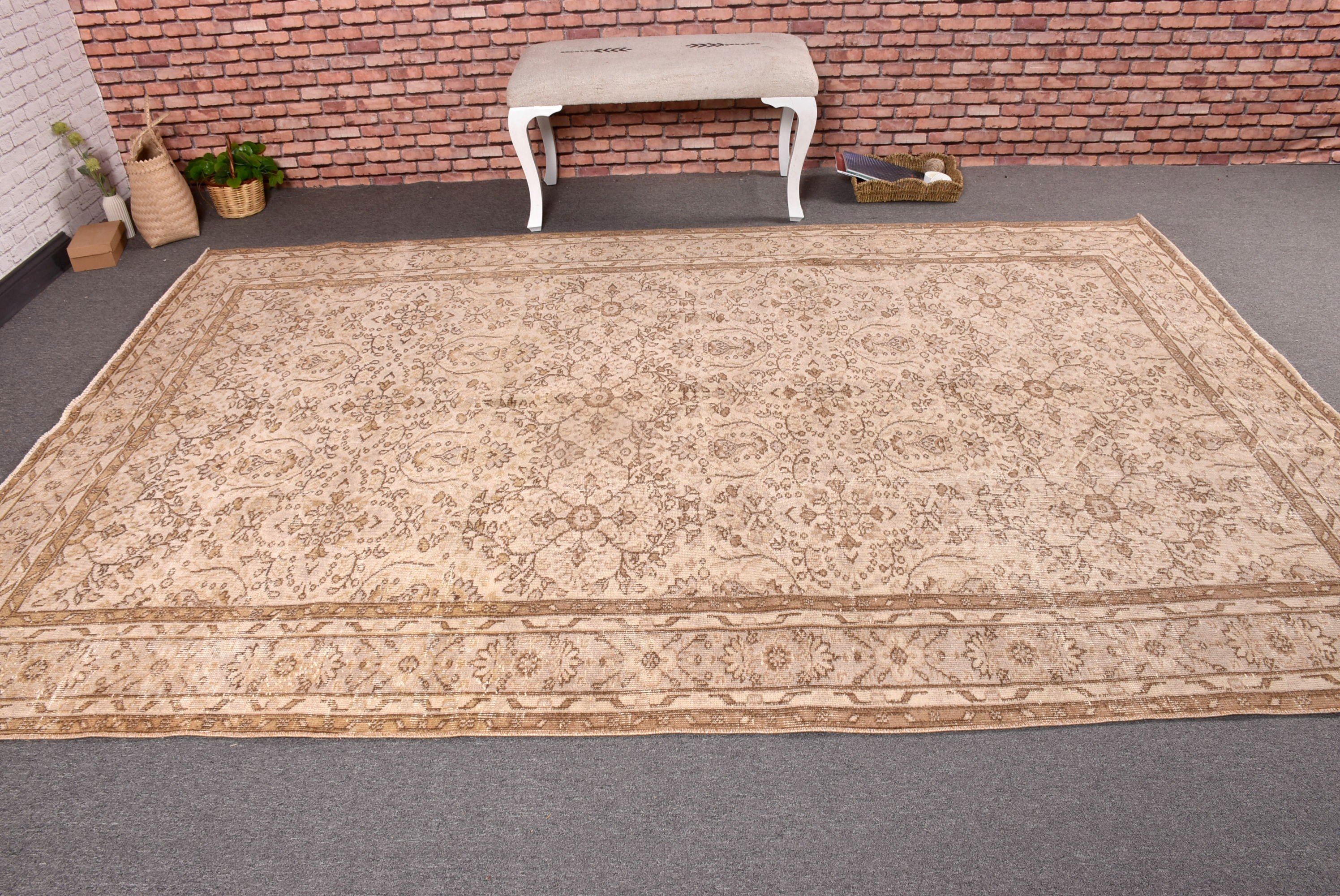 Living Room Rug, Floor Rugs, 6.5x9.5 ft Large Rugs, Beige Cool Rug, Rugs for Dining Room, Salon Rug, Turkish Rug, Vintage Rugs, Luxury Rug