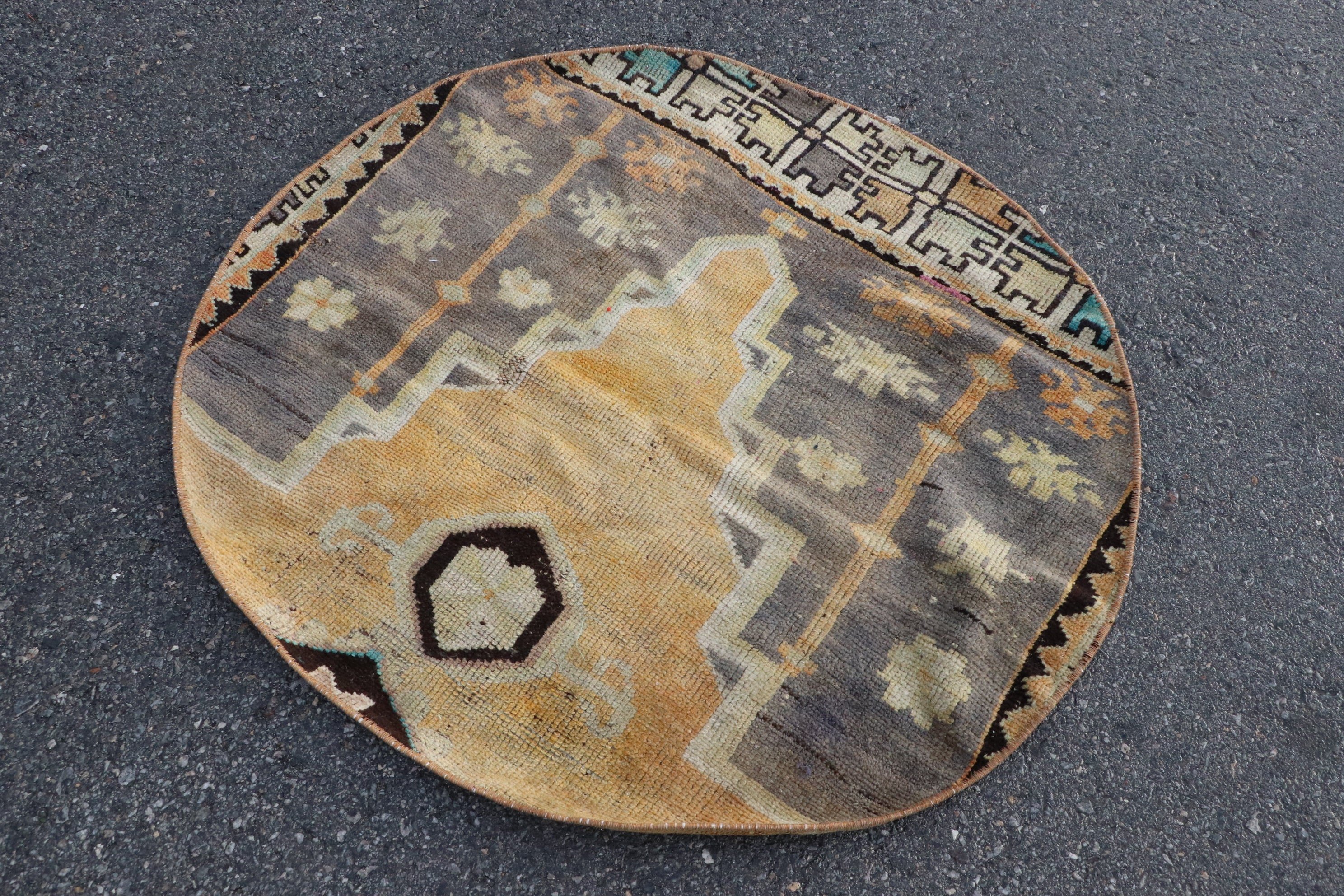 2.7x3 ft Small Rugs, Gray Oriental Rugs, Bedroom Rug, Turkish Rugs, Wool Rugs, Rugs for Door Mat, Vintage Rug, Oushak Rug, Door Mat Rug