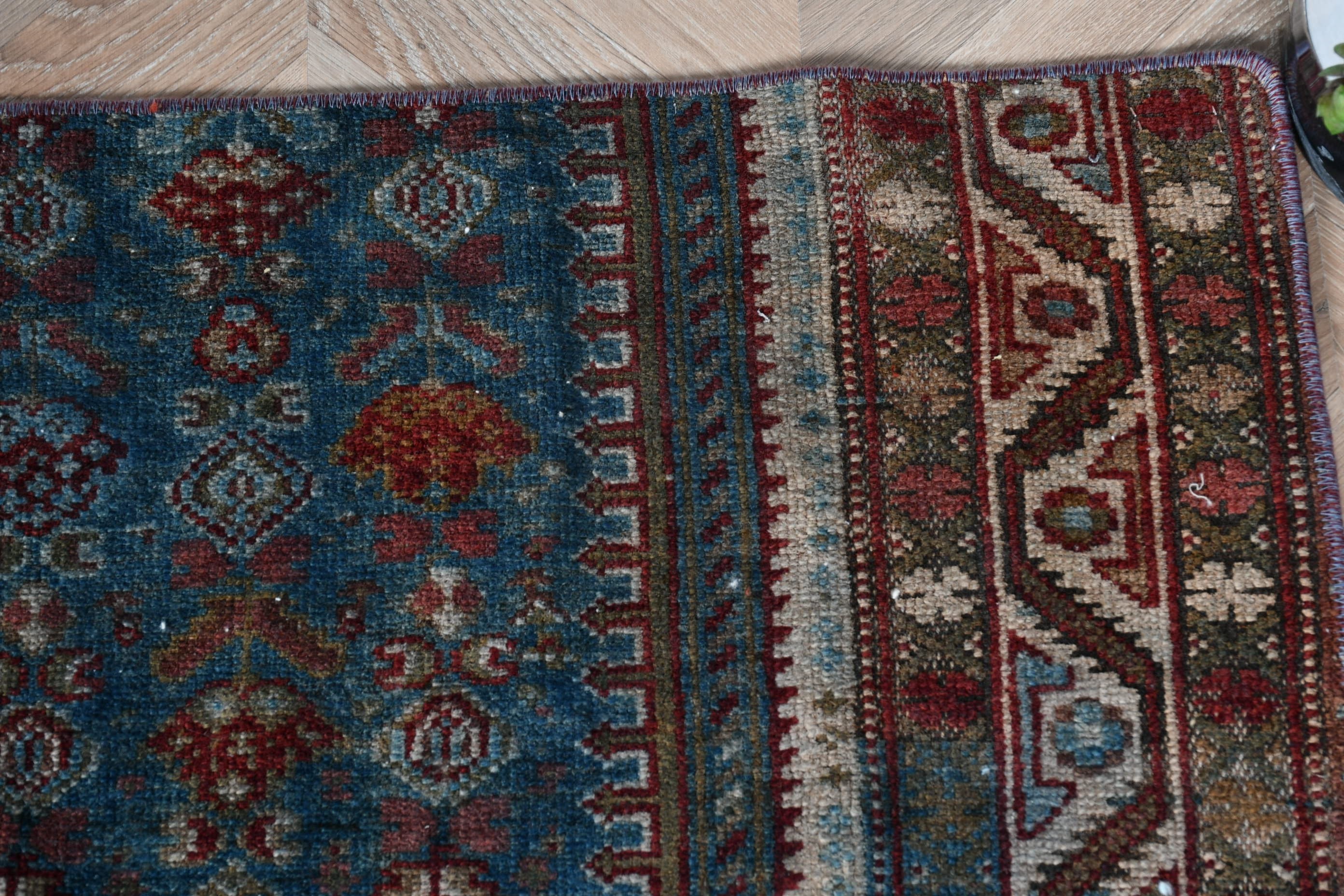 Car Mat Rug, Kitchen Rug, Door Mat Rug, Vintage Rugs, Small Woven Rug Rugs, Oriental Rug, 1.7x4.7 ft Small Rug, Turkish Rug, Blue Wool Rug