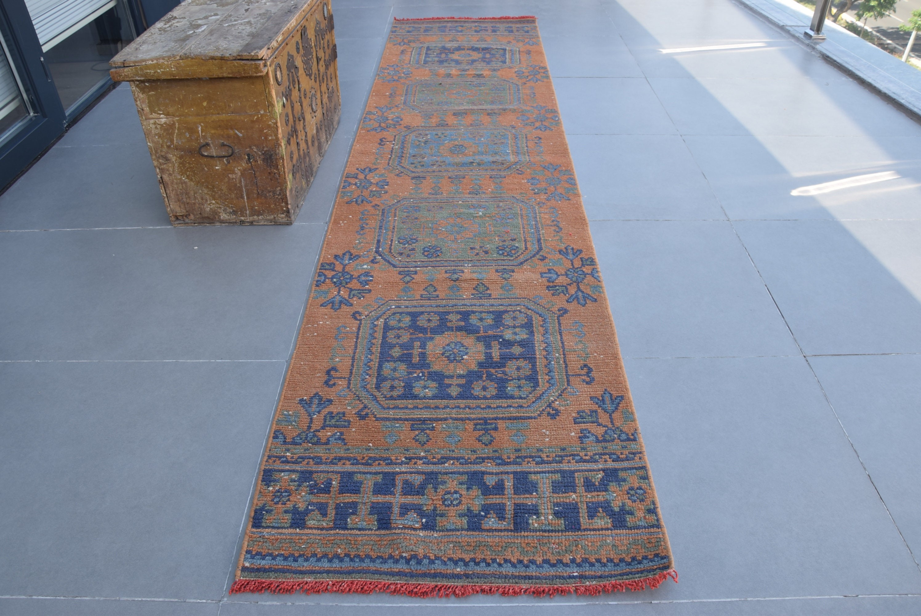 Orange Bedroom Rug, Corridor Rug, Hallway Rugs, Rugs for Stair, Floor Rug, 2.5x10.6 ft Runner Rugs, Wool Rugs, Vintage Rug, Turkish Rug