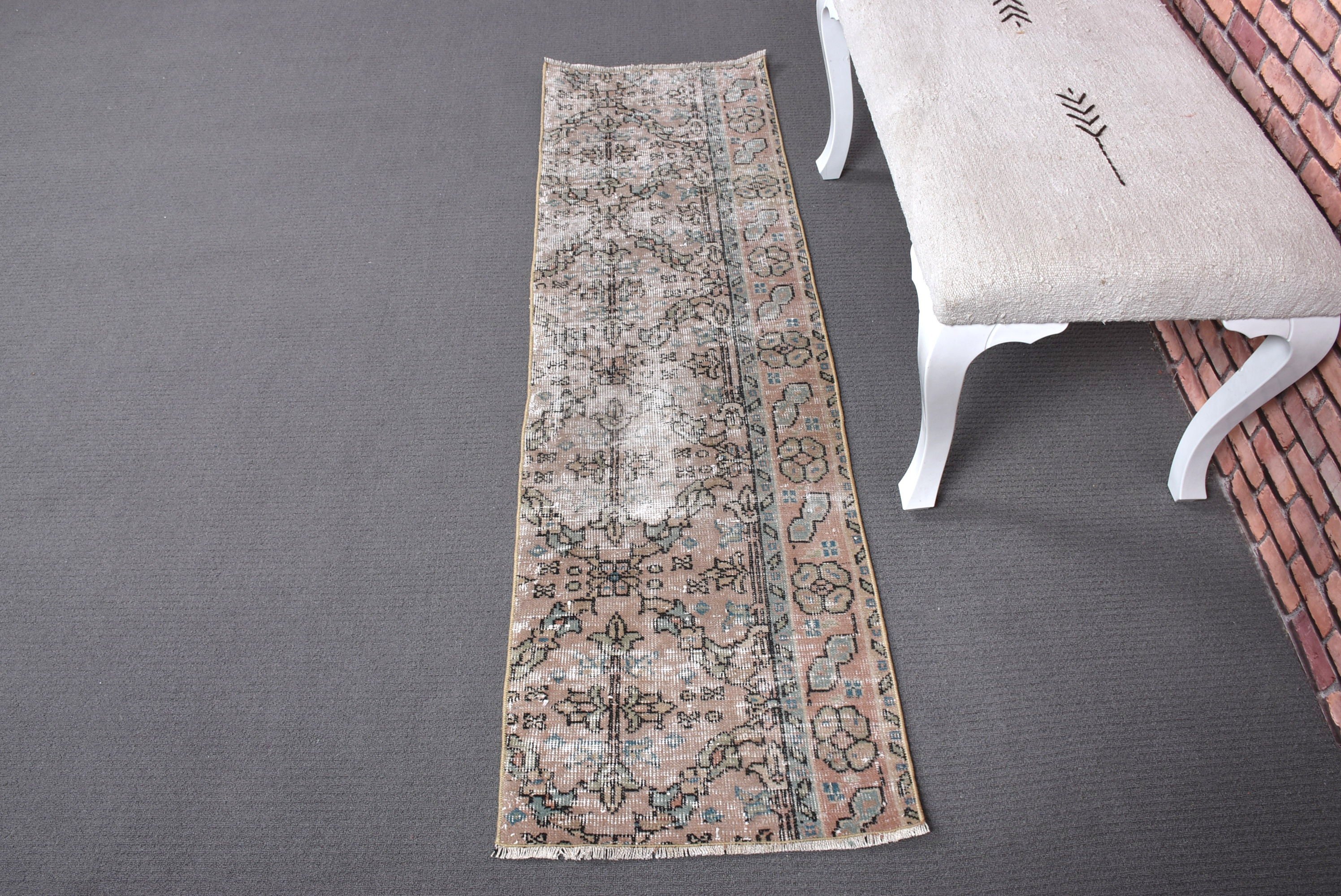 Aztek Halısı, Koridor Halıları, Türk Halıları, Nötr Halı, Vintage Halı, Turuncu Yatak Odası Halıları, Oushak Halıları, Koridor Halısı, 1.7x5.6 ft Runner Halıları