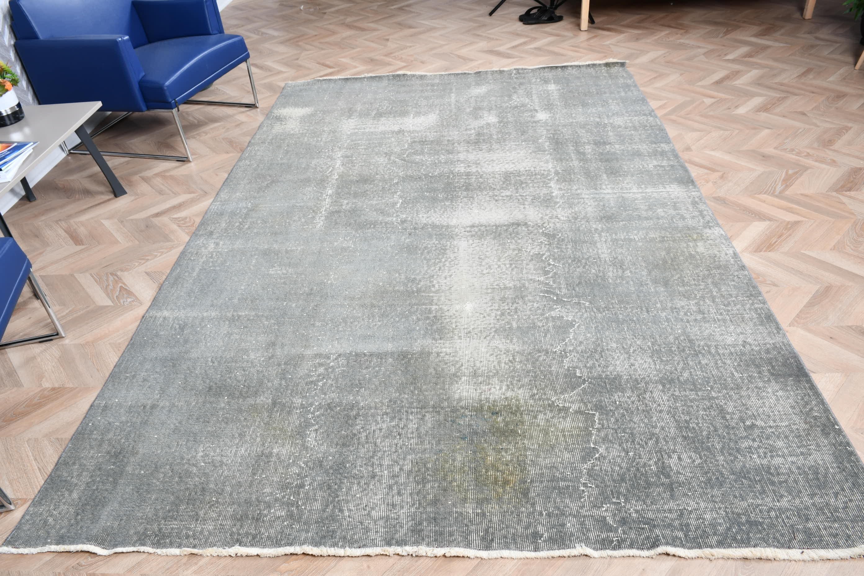 Antique Rug, Dorm Rug, Oushak Rug, Living Room Rug, Turkish Rugs, 6.4x9.7 ft Large Rugs, Vintage Rug, Gray Anatolian Rug, Dining Room Rug