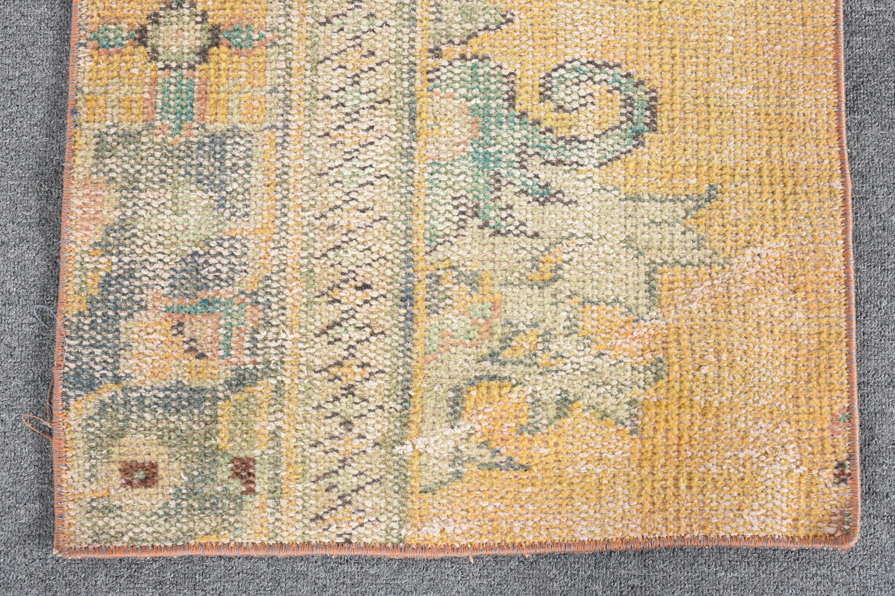 Turkish Rug, Bedroom Rugs, 1.6x3.3 ft Small Rugs, Floor Rug, Yellow Home Decor Rug, Rugs for Bedroom, Vintage Rug, Pale Rugs, Bathroom Rug