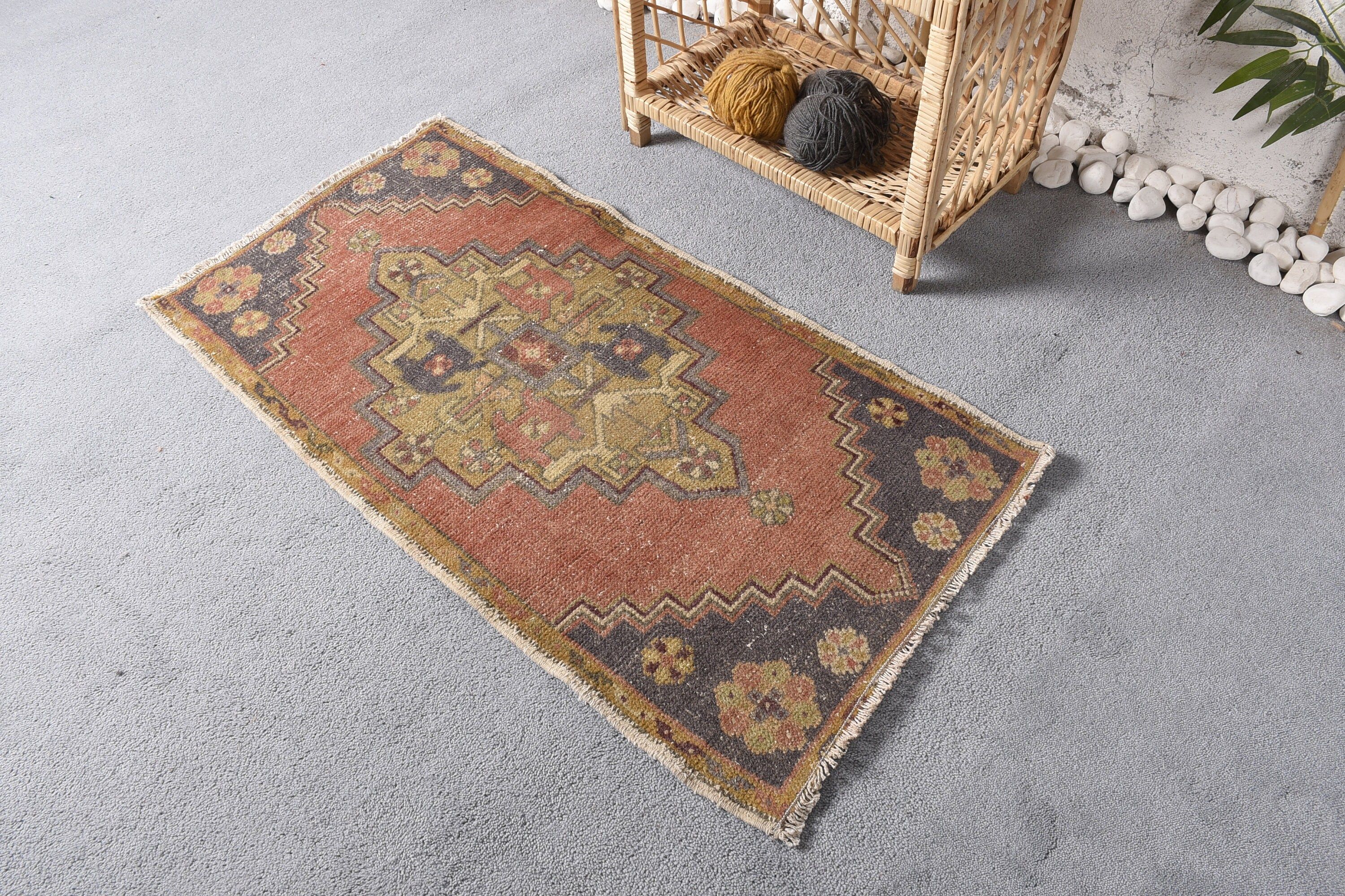 Bathroom Rugs, 1.7x3.3 ft Small Rugs, Turkish Rug, Rugs for Nursery, Nursery Rug, Vintage Rug, Anatolian Rugs, Red Cool Rug