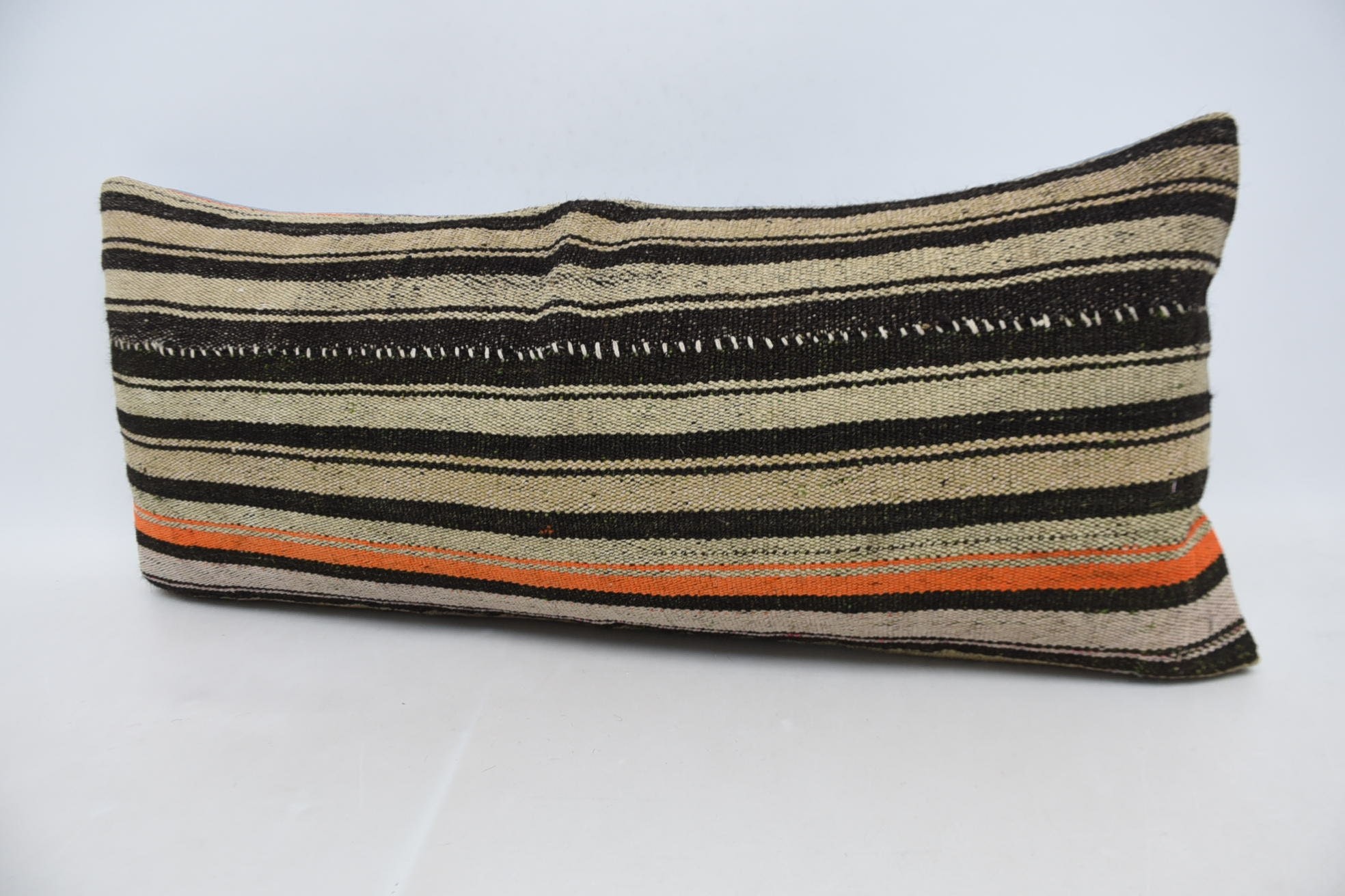 Farmhouse Pillow, Pillow for Couch, Turkish Corner Pillow Sham, Kilim Pillow Cover, 16"x36" Orange Pillow Sham, Antique Pillows