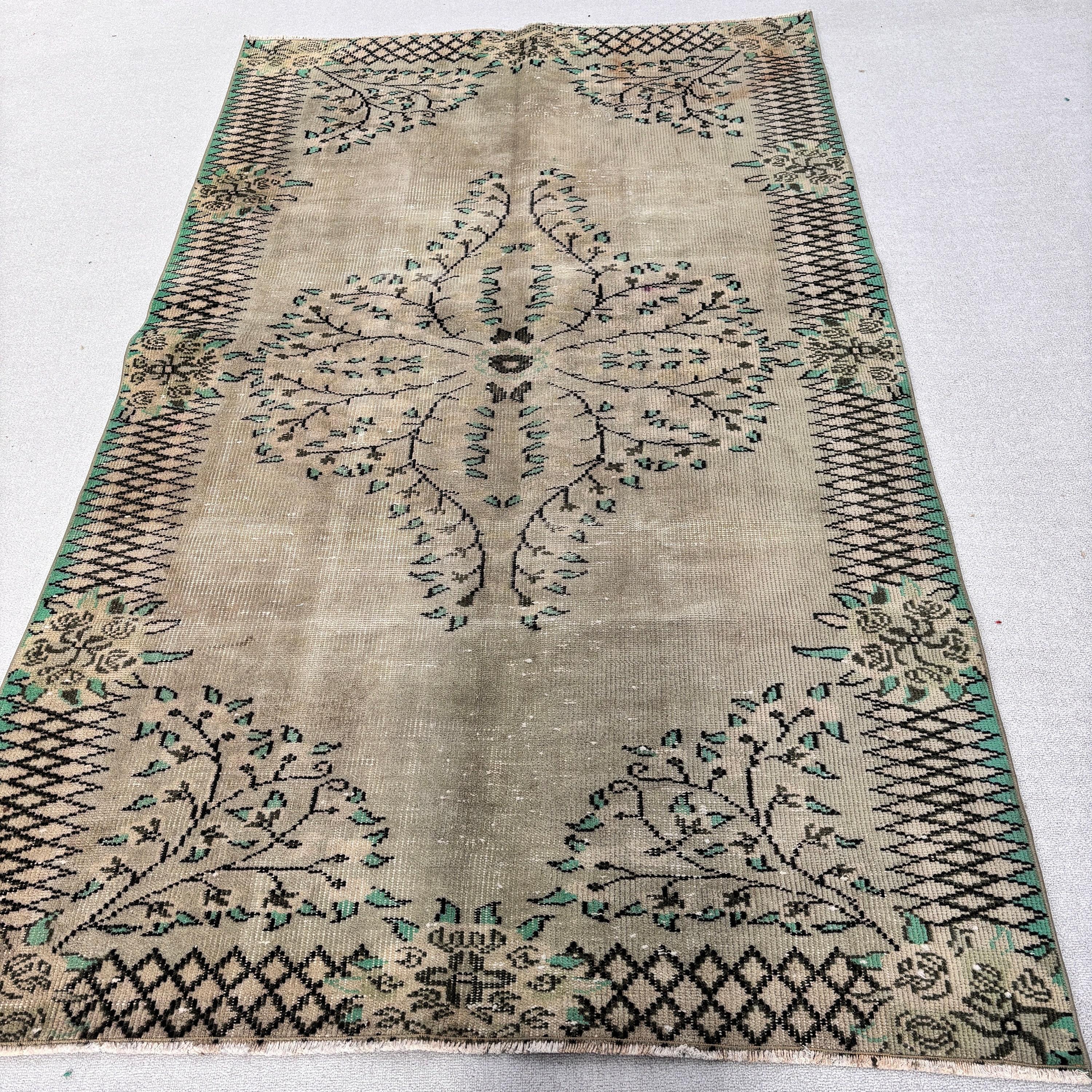 Bedroom Rug, Handwoven Rugs, Boho Area Rugs, Green Boho Rug, Antique Rugs, Office Rugs, Vintage Rug, 4.6x7.7 ft Area Rug, Turkish Rug