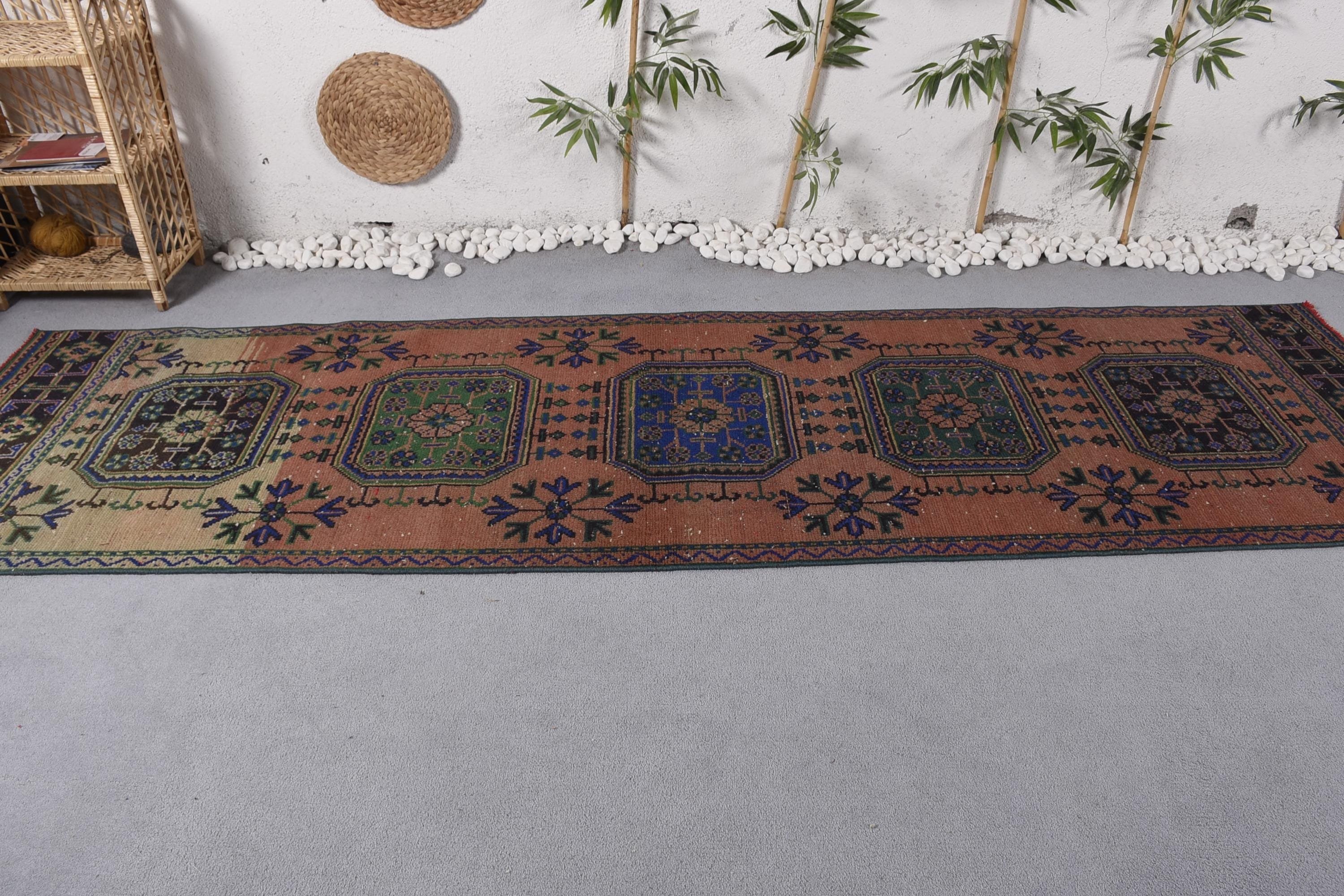 Stair Rug, Vintage Rugs, Beni Ourain Runner Rug, Orange Oriental Rug, Handwoven Rug, Turkish Rug, Kitchen Rugs, 3.1x10.9 ft Runner Rug