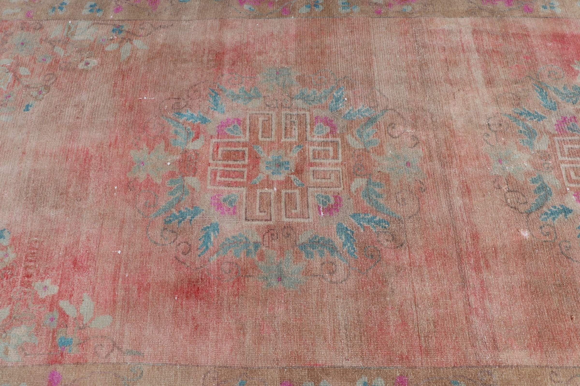 4.7x10.2 ft Large Rug, Rugs for Salon, Bedroom Rugs, Vintage Rug, Floor Rugs, Salon Rug, Pink Kitchen Rug, Turkish Rug