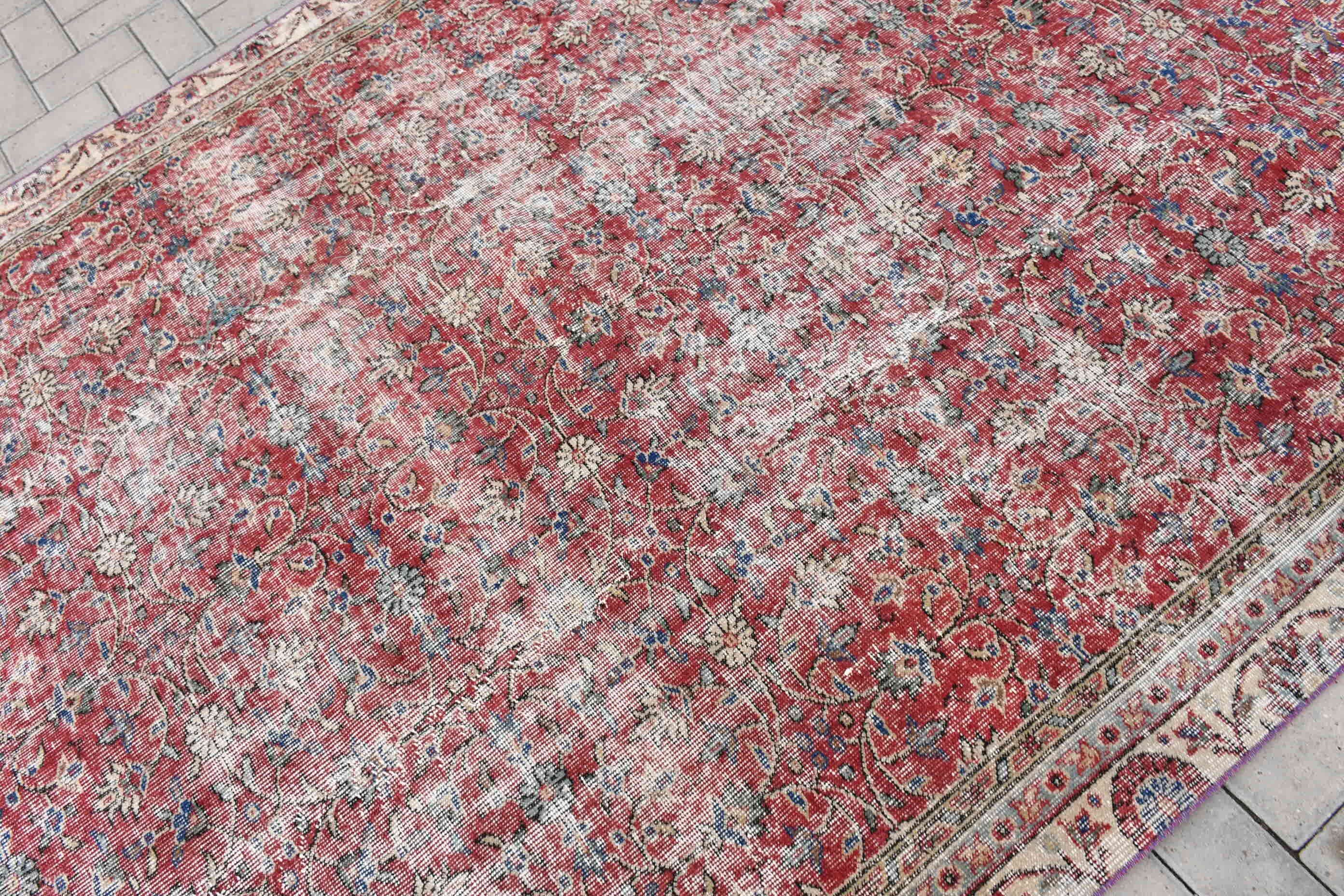 Salon Rug, Vintage Rug, Red  6x10.2 ft Large Rugs, Home Decor Rugs, Turkish Rug, Bedroom Rug, Custom Rug