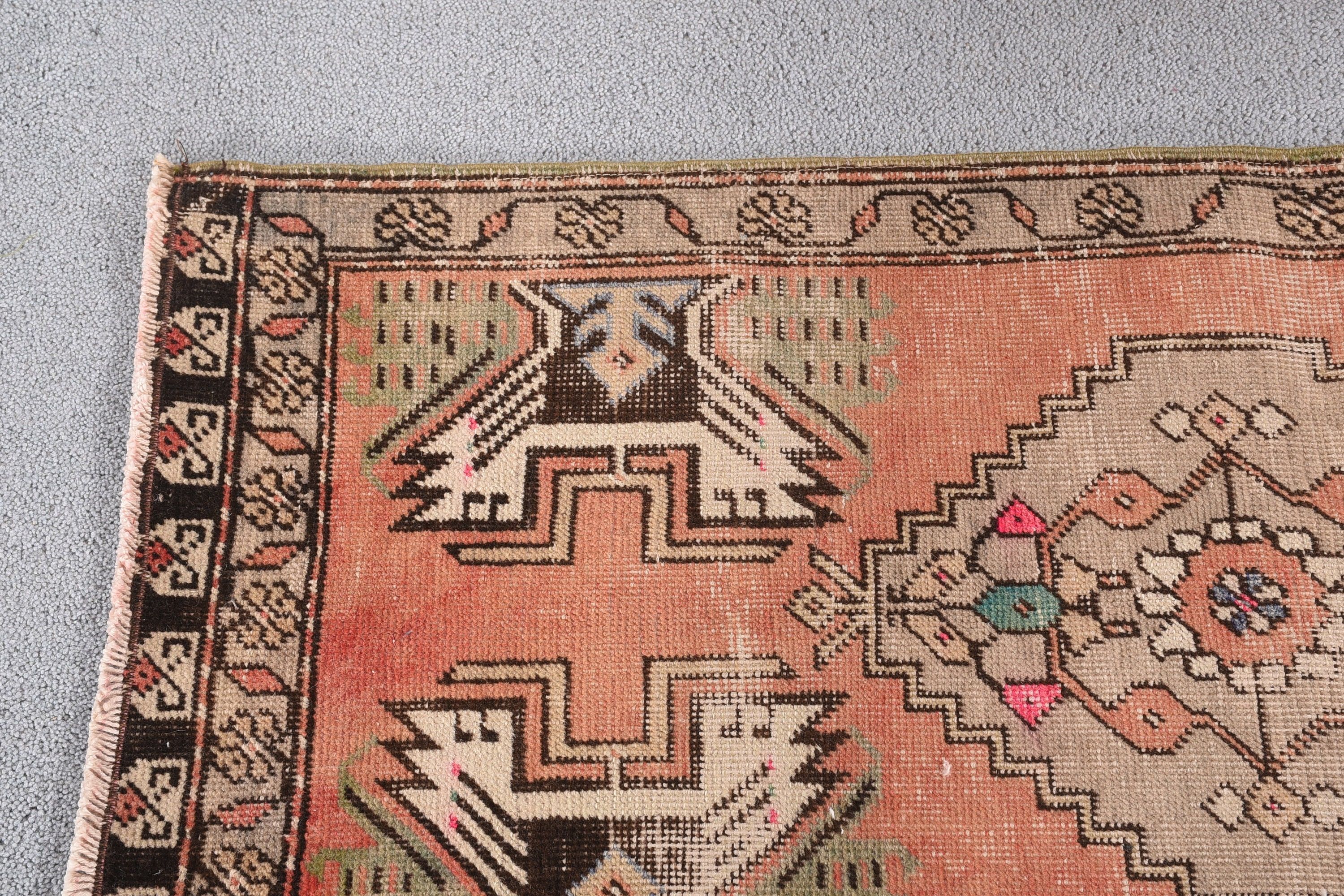 Brown Oriental Rugs, Kitchen Rugs, Anatolian Rug, Vintage Rug, Turkish Rug, 1.7x3.4 ft Small Rugs, Boho Rug, Door Mat Rug