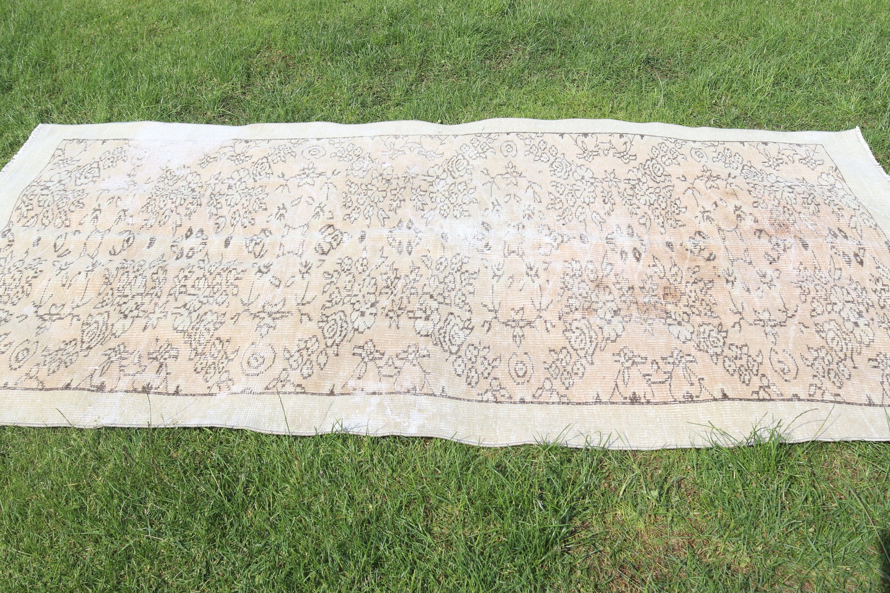 4.5x7.8 ft Alan Halısı, Ev Dekorasyonu Halısı, Anadolu Halıları, Vintage Halı, Yemek Odası Halısı, Oturma Odası Halıları, Türk Halıları, Bej Yün Halı