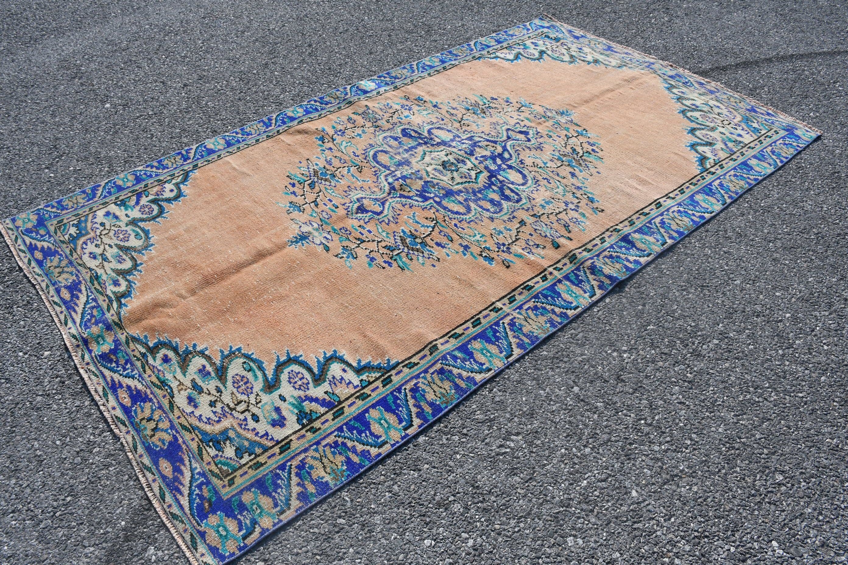 Yemek Odası Halısı, Mavi Oushak Halısı, Oturma Odası Halısı, Ev Dekorasyonu Halısı, Türk Halısı, Yer Halısı, 5.4x9.8 ft Büyük Halı, Vintage Halı, Etnik Halı