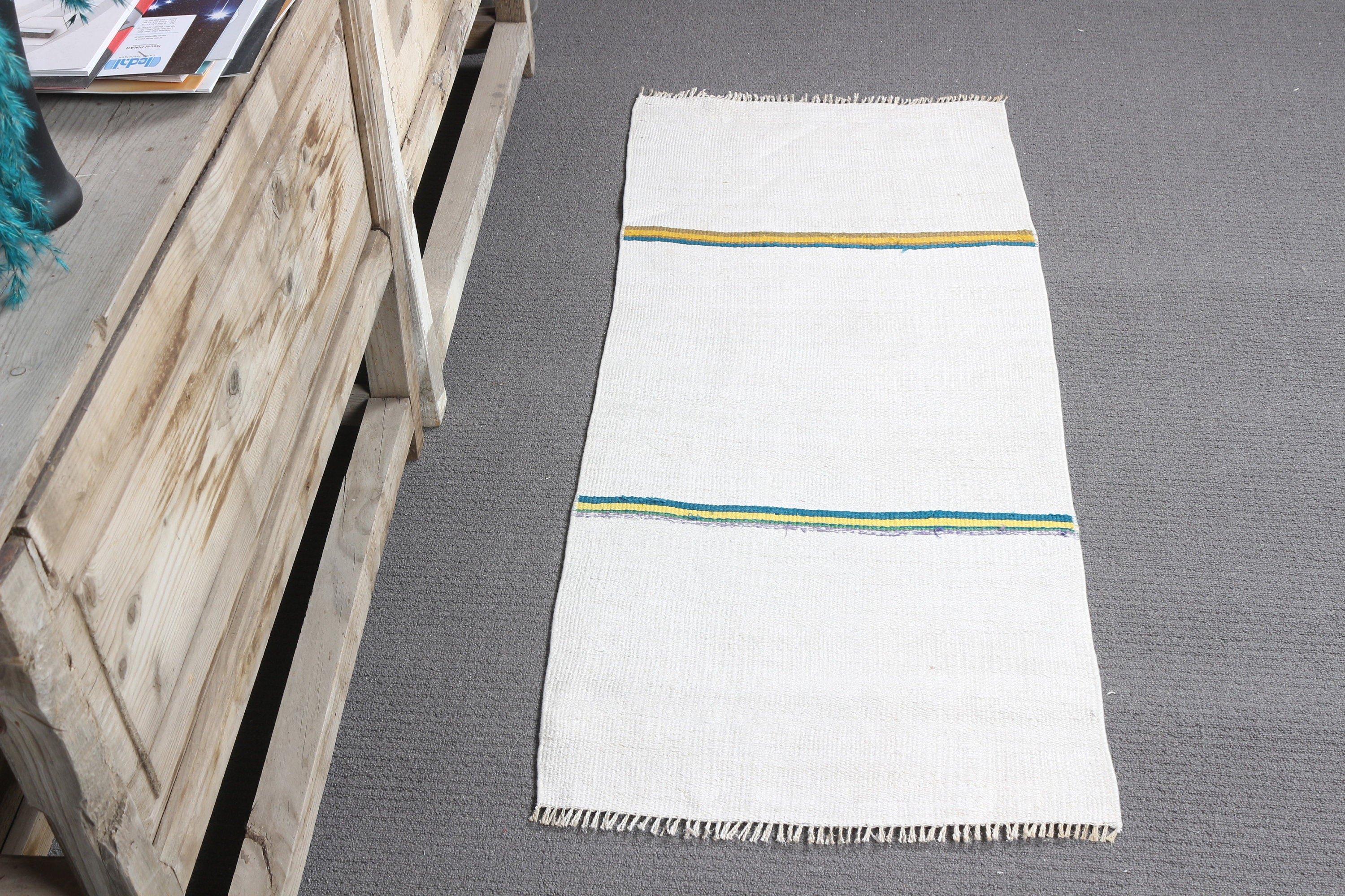 Rugs for Car Mat, 1.6x3.8 ft Small Rug, Entry Rugs, Vintage Rug, Turkish Rug, White Home Decor Rug, Antique Rug, Nursery Rug, Bedroom Rug