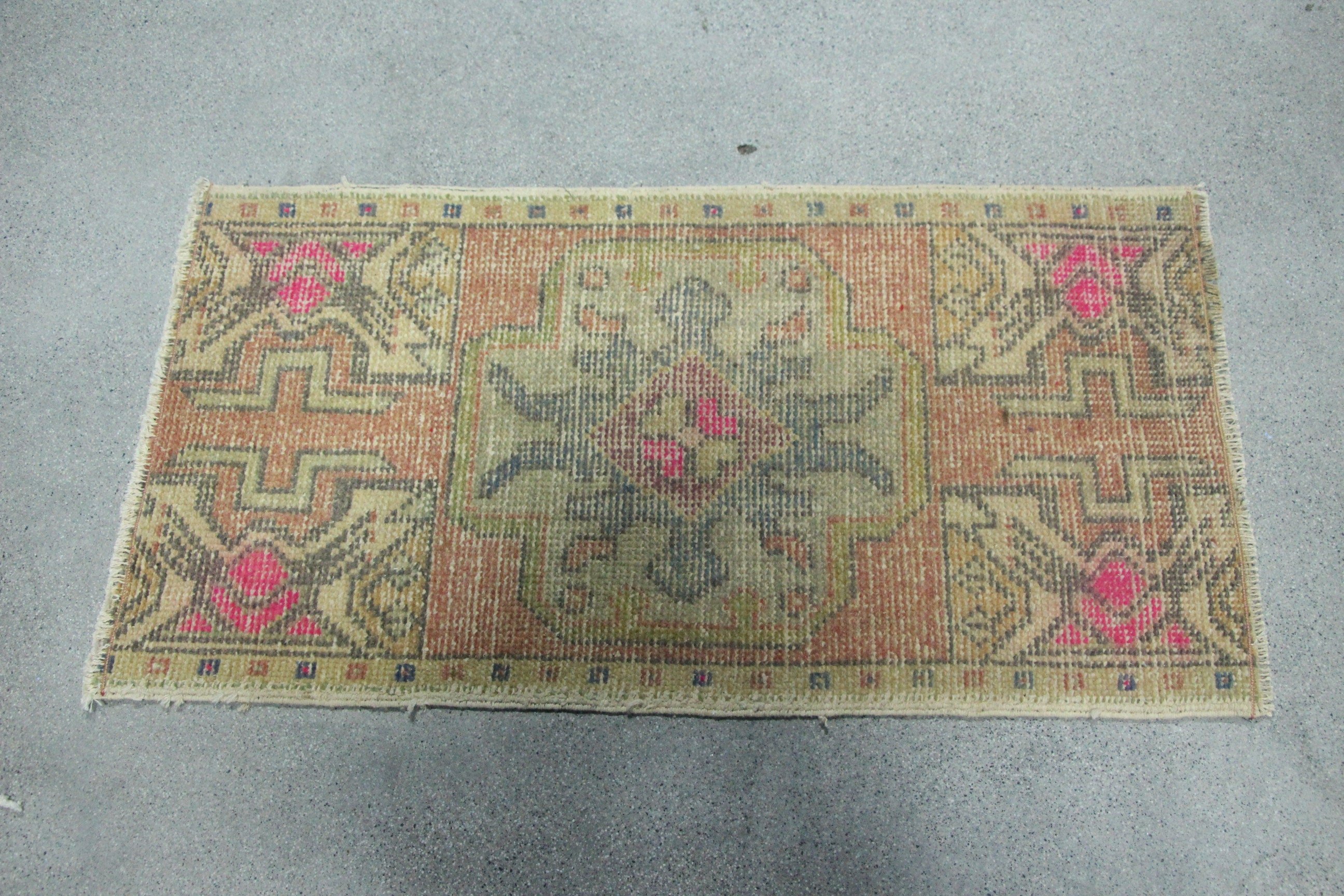 1.7x3.2 ft Small Rug, Cool Rug, Entry Rugs, Orange Antique Rugs, Vintage Rug, Turkish Rug, Wall Hanging Rug, Hand Woven Rugs, Moroccan Rug