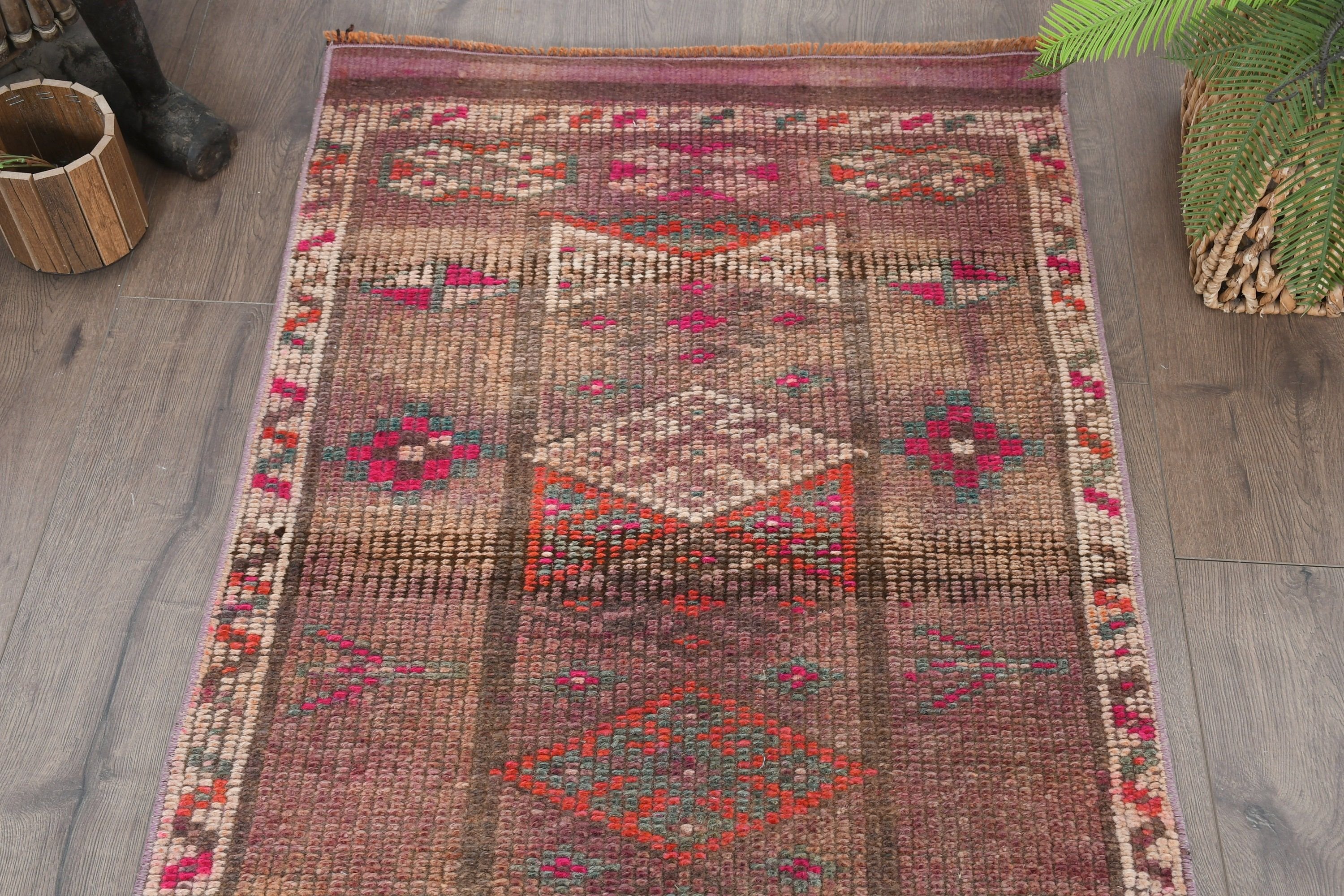 Turkish Rug, Vintage Rug, Stair Rug, Brown Moroccan Rug, Corridor Rugs, Rugs for Kitchen, 2.5x11.7 ft Runner Rug, Oriental Rug, Cool Rug