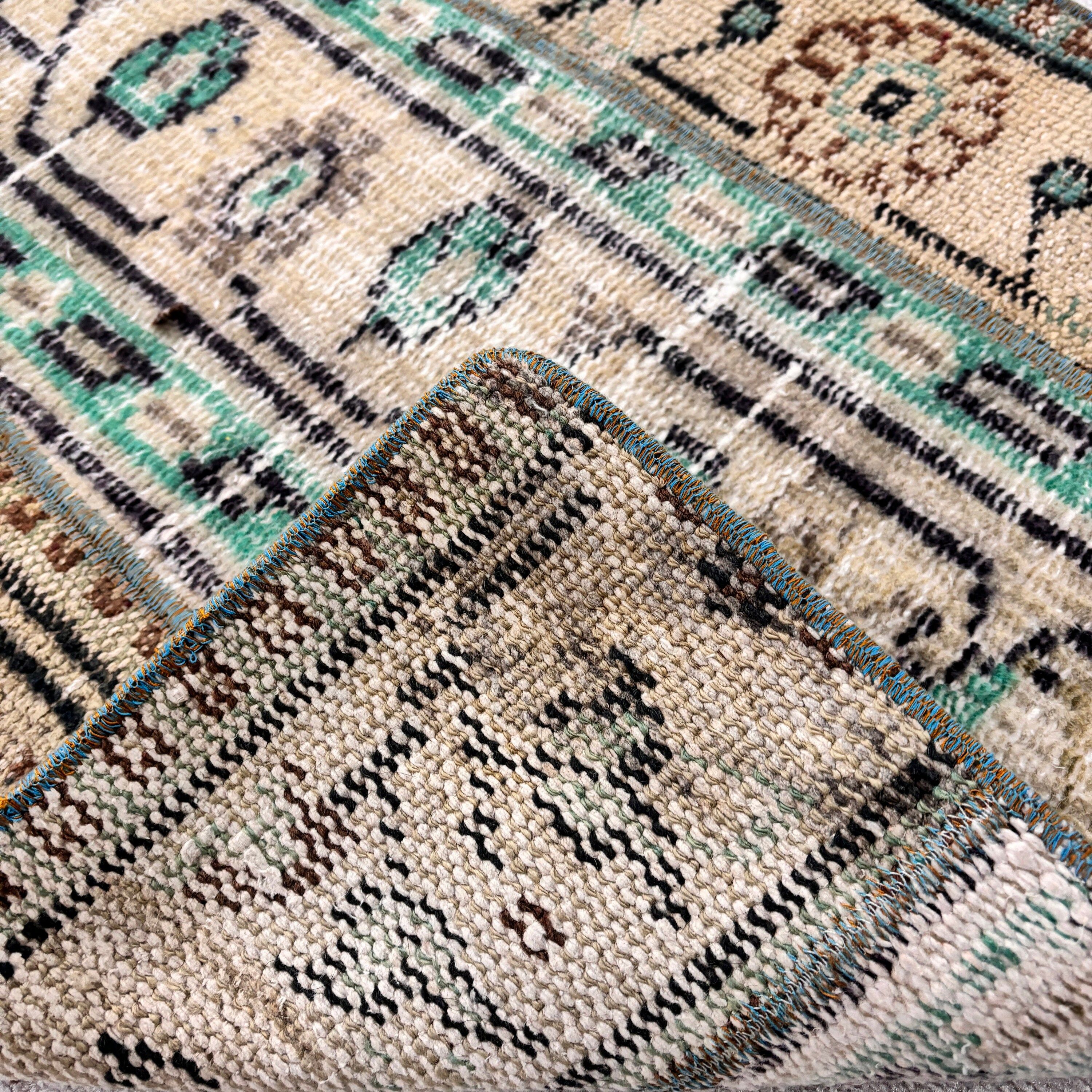 Boho Rug, Green Neutral Rug, Turkish Rugs, Bathroom Rug, Kitchen Rug, Vintage Rugs, Bath Mat Boho Rug, Small Boho Rug, 2x3.4 ft Small Rugs