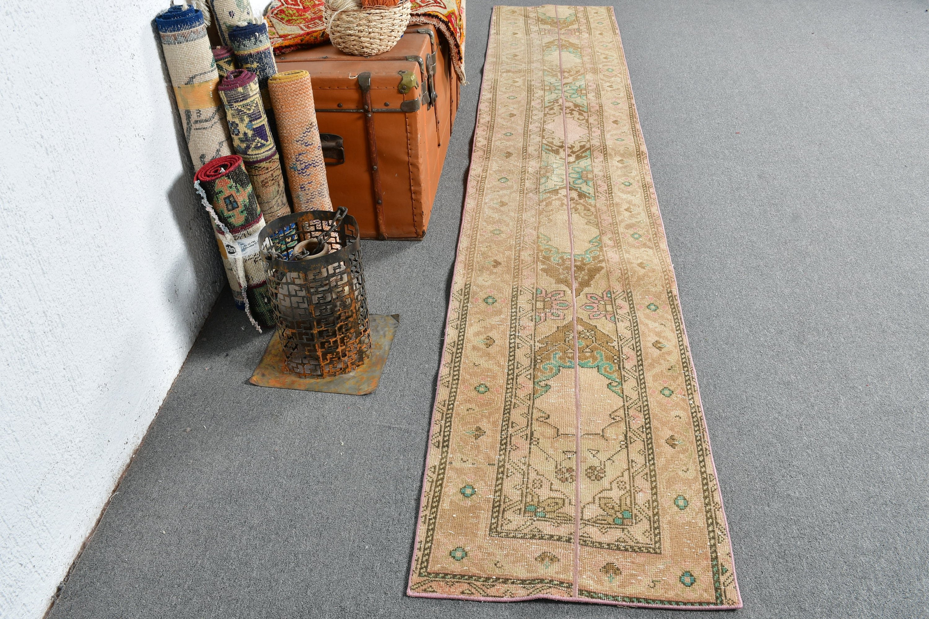 1.9x10.7 ft Runner Rug, Rugs for Runner, Hallway Rugs, Turkish Rug, Brown Anatolian Rug, Vintage Rug, Anatolian Rug, Cool Rug, Old Rug