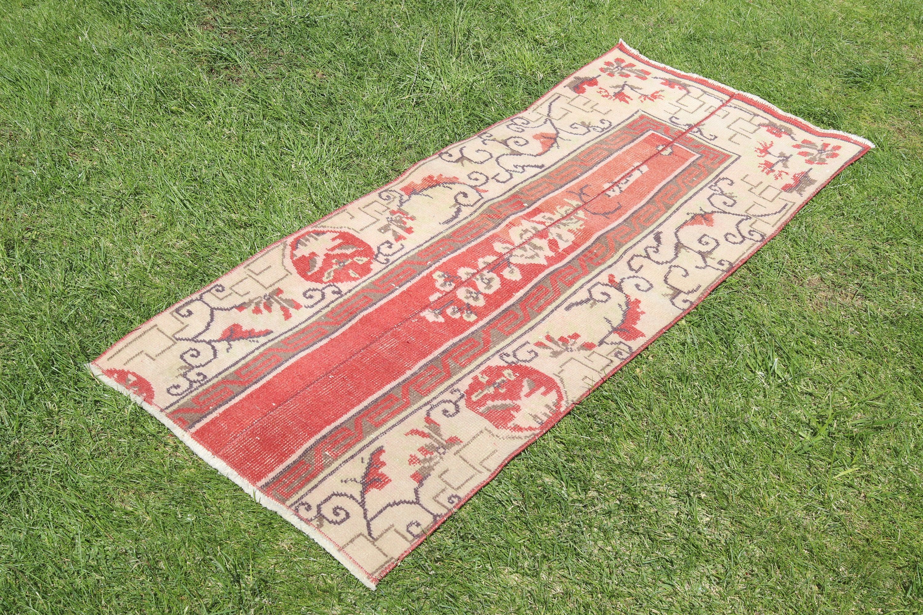 Vintage Rug, Beige Luxury Rug, Statement Rugs, Bath Rug, 2x4.7 ft Small Rug, Rugs for Bedroom, Cool Rugs, Wall Hanging Rug, Turkish Rug