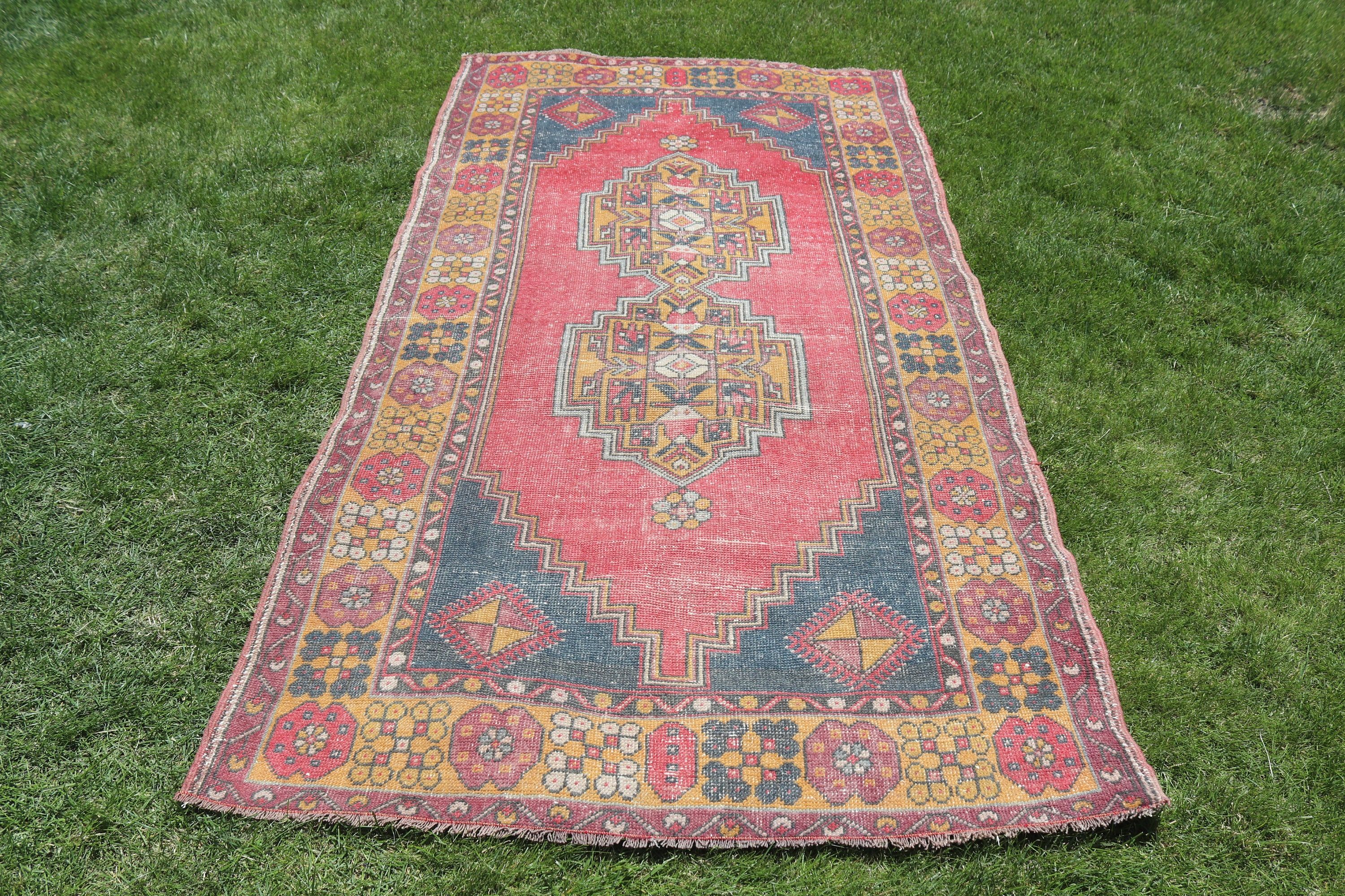 4x7.3 ft Area Rugs, Kitchen Rug, Turkish Rugs, Pink Oriental Rug, Vintage Area Rug, Rugs for Floor, Vintage Rug, Neutral Rugs, Indoor Rugs