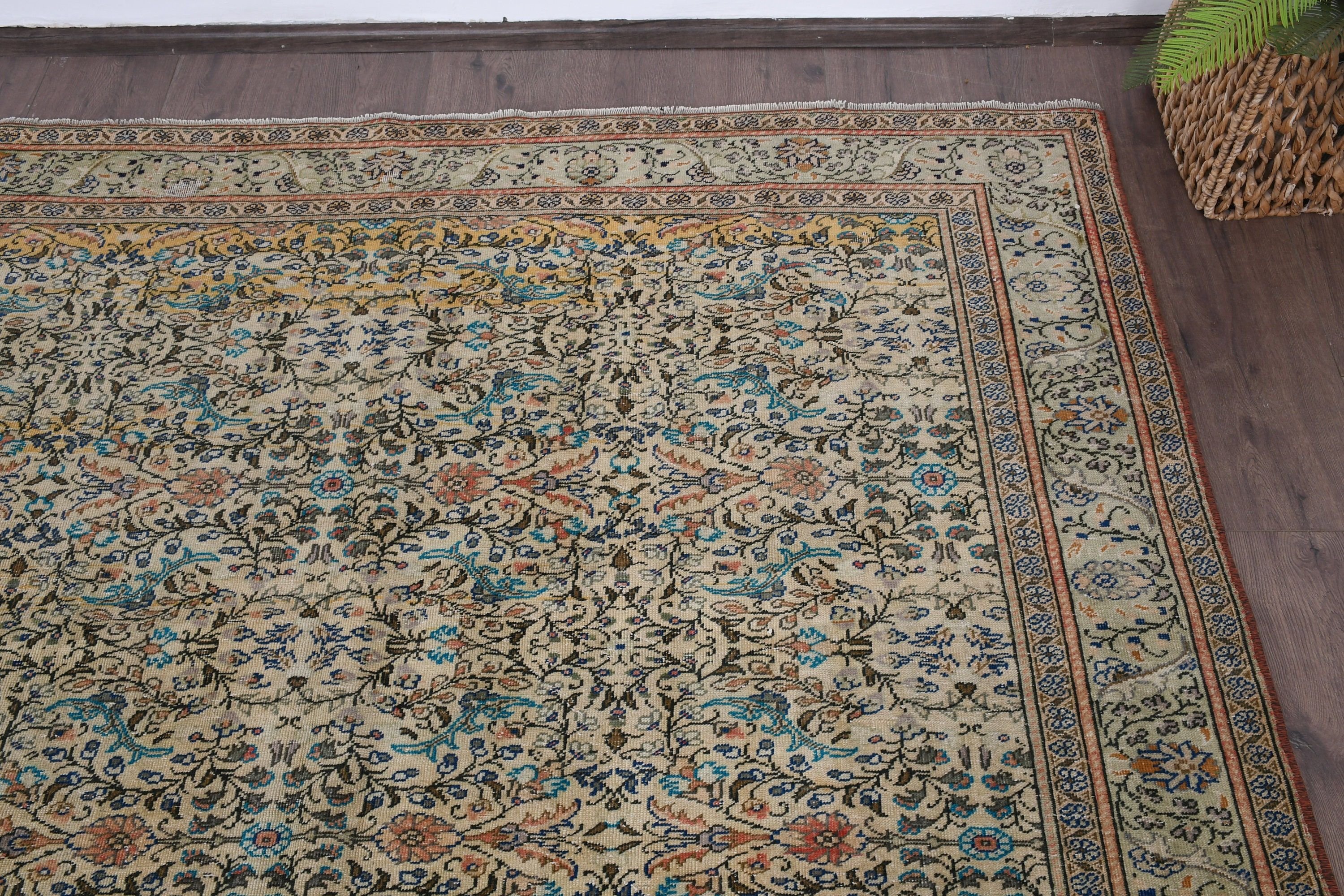 Bej Anadolu Halısı, El Yapımı Halı, Türk Halısı, Vintage Halılar, Salon Halısı, Anadolu Halısı, 6.3x9.6 ft Büyük Halı, Yatak Odası Halıları, Antika Halı