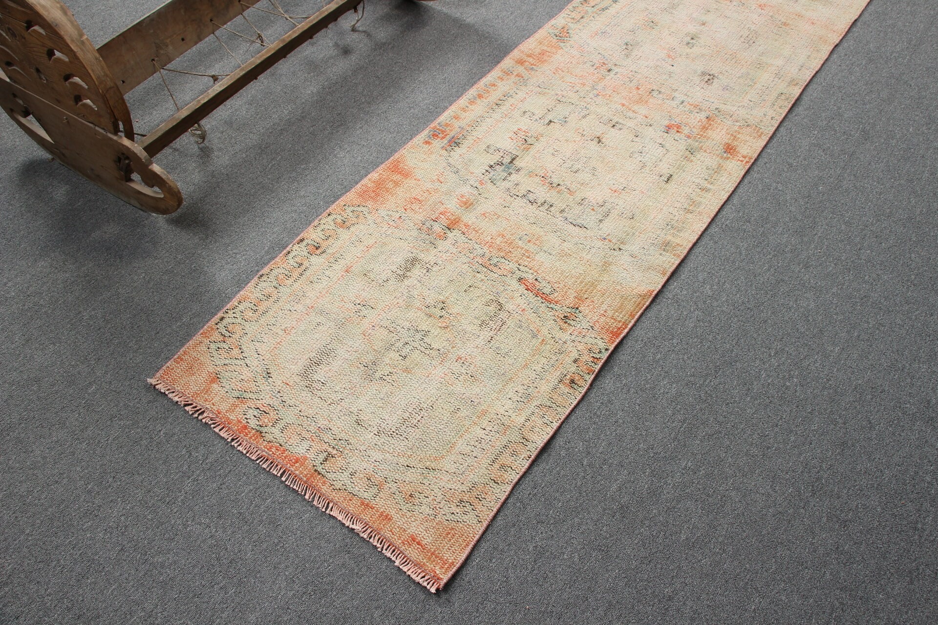 Bedroom Rug, Rugs for Hallway, Turkish Rugs, Dorm Rugs, 2.2x10 ft Runner Rug, Beige Floor Rugs, Vintage Rug, Antique Rug, Hallway Rugs