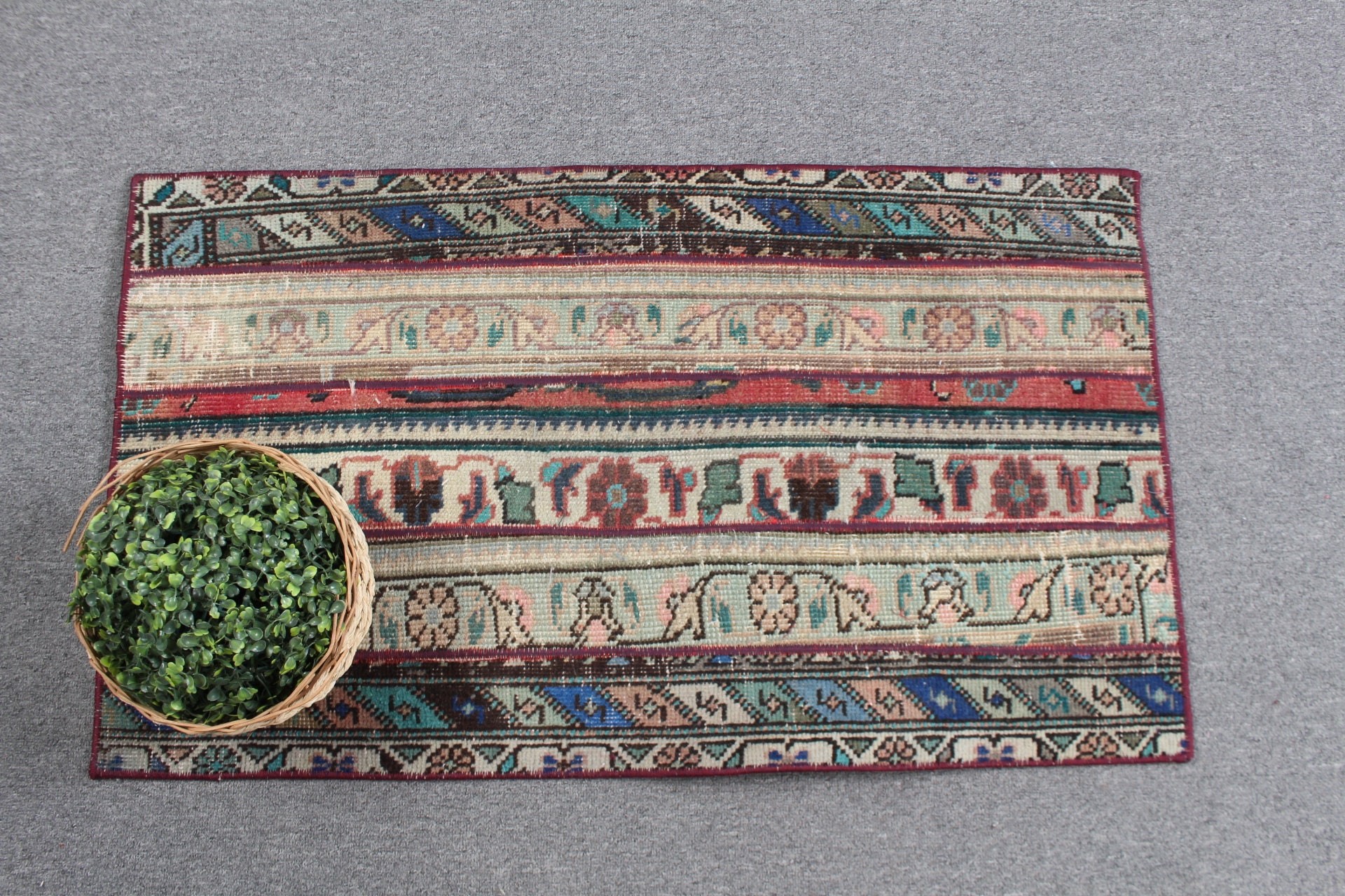 Vintage Rugs, Car Mat Rug, Muted Rug, Turkish Rug, Wall Hanging Rug, Bedroom Rugs, Green  1.8x3.1 ft Small Rug