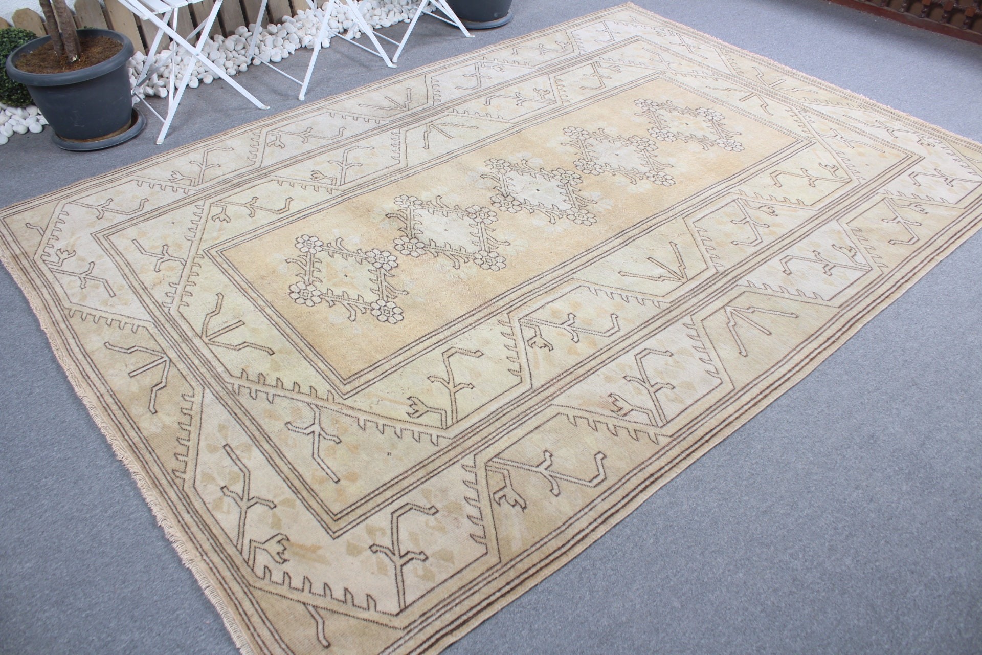 6.6x8.5 ft Büyük Halı, Yemek Odası Halısı, Türk Halısı, Vintage Halı, Anadolu Halısı, Salon Halısı, Soyut Halılar, Yeşil Mutfak Halısı, Havalı Halı