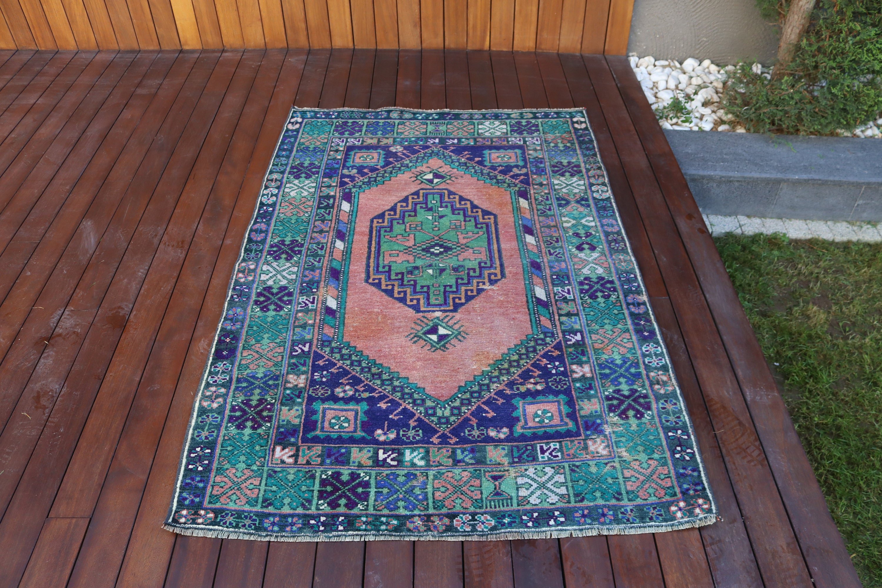 3,6x5,3 ft Aksan Halıları, Vintage Halı, Yatak Odası Halıları, Fas Halısı, Türk Halıları, Havalı Halılar, Turuncu Anadolu Halısı, Boho Vurgulu Halılar