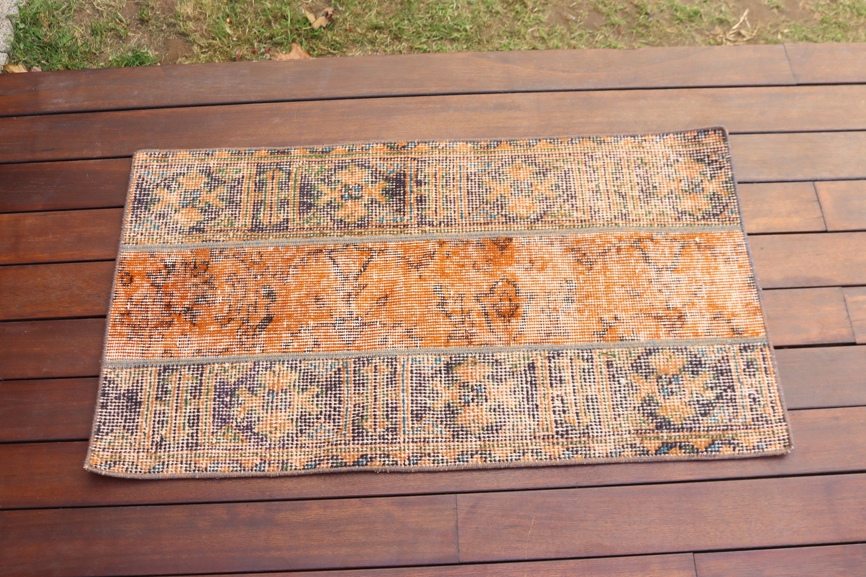 Floor Rugs, Handwoven Rug, 1.7x3.1 ft Small Rug, Vintage Rug, Turkish Rugs, Kitchen Rugs, Orange Cool Rugs, Bathroom Rugs, Rugs for Nursery