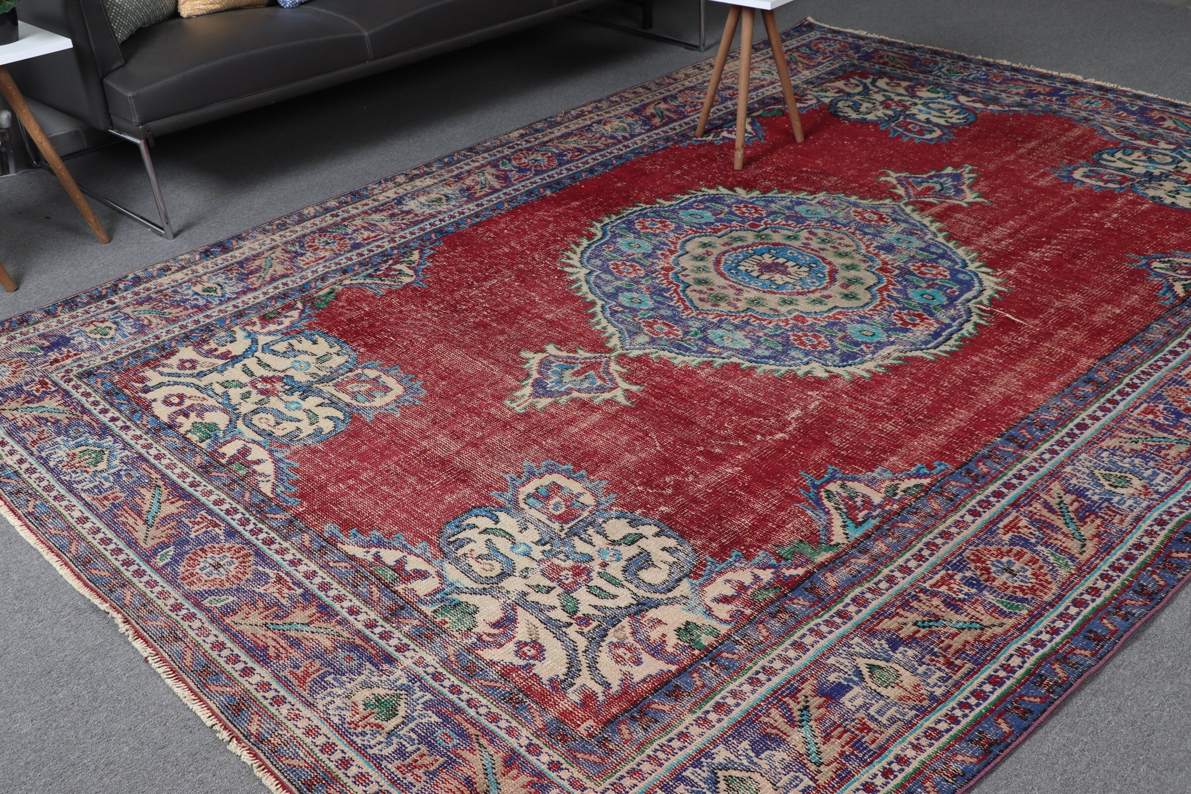 Vintage Rugs, 7.2x10.6 ft Oversize Rug, Salon Rug, Turkish Rug, Red Cool Rug, Dining Room Rug, Rugs for Saloon, Floor Rug