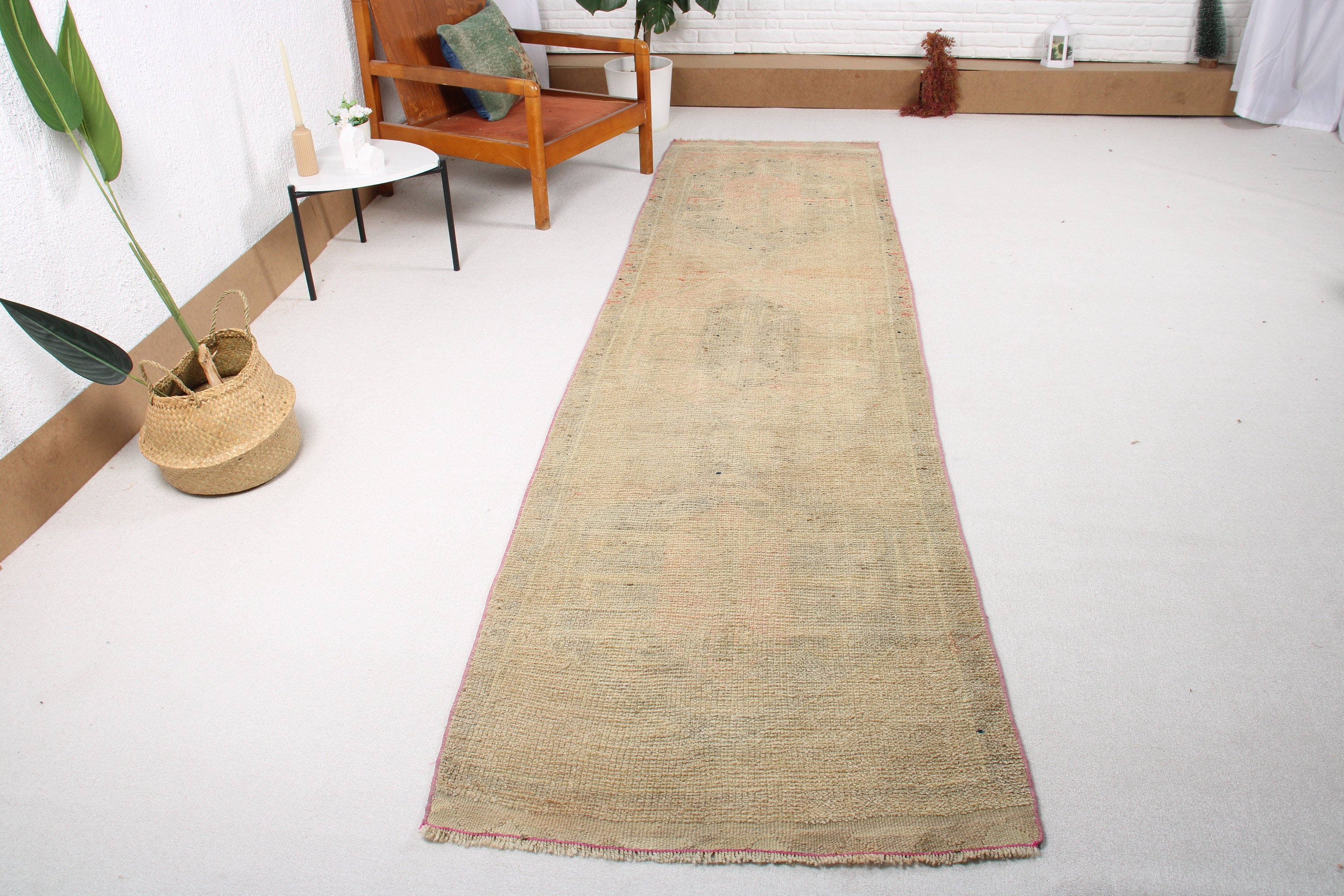 Turkish Rugs, Anatolian Rugs, Corridor Rugs, 3.1x11 ft Runner Rug, Kitchen Rugs, Vintage Rugs, Green Cool Rug, Vintage Runner Rugs