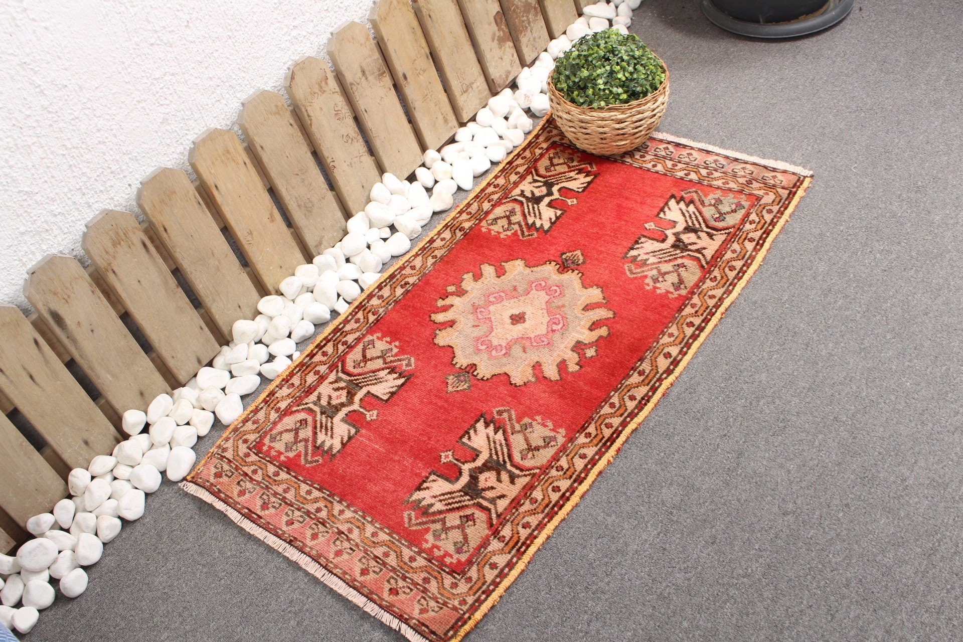 Entry Rugs, Turkish Rugs, Rugs for Bathroom, Vintage Rug, Pastel Rug, Red  1.8x3.4 ft Small Rug, Bedroom Rug