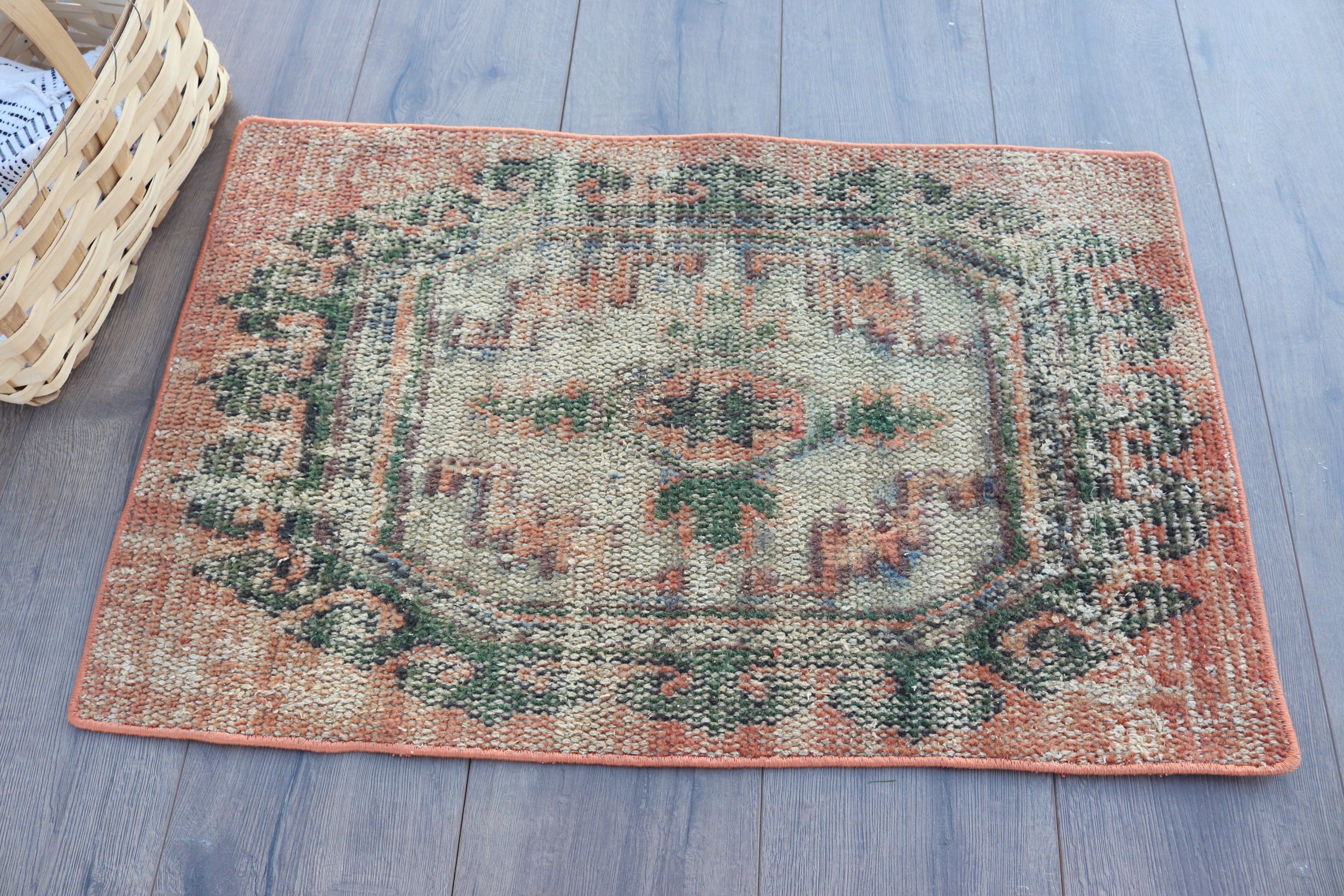 Turkish Rug, Orange Bedroom Rugs, Cool Rugs, Vintage Rugs, 1.7x2.7 ft Small Rug, Bedroom Rugs, Entry Rugs, Small Vintage Rugs, Boho Rugs