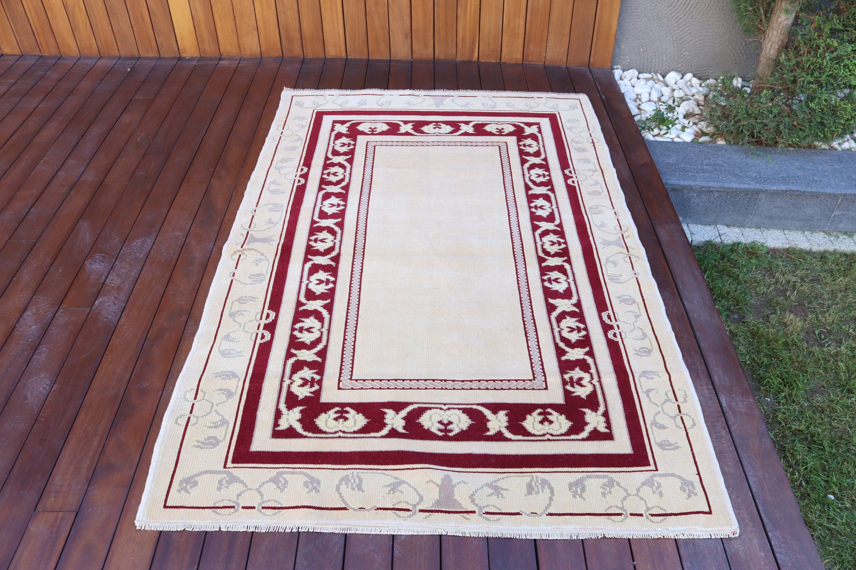 Anadolu Halısı, Çocuk Halıları, Yatak Odası Halısı, Organik Halı, Türk Halısı, Vintage Halılar, 4x5.9 ft Accent Halı, Antika Halılar, Bej Oryantal Halı