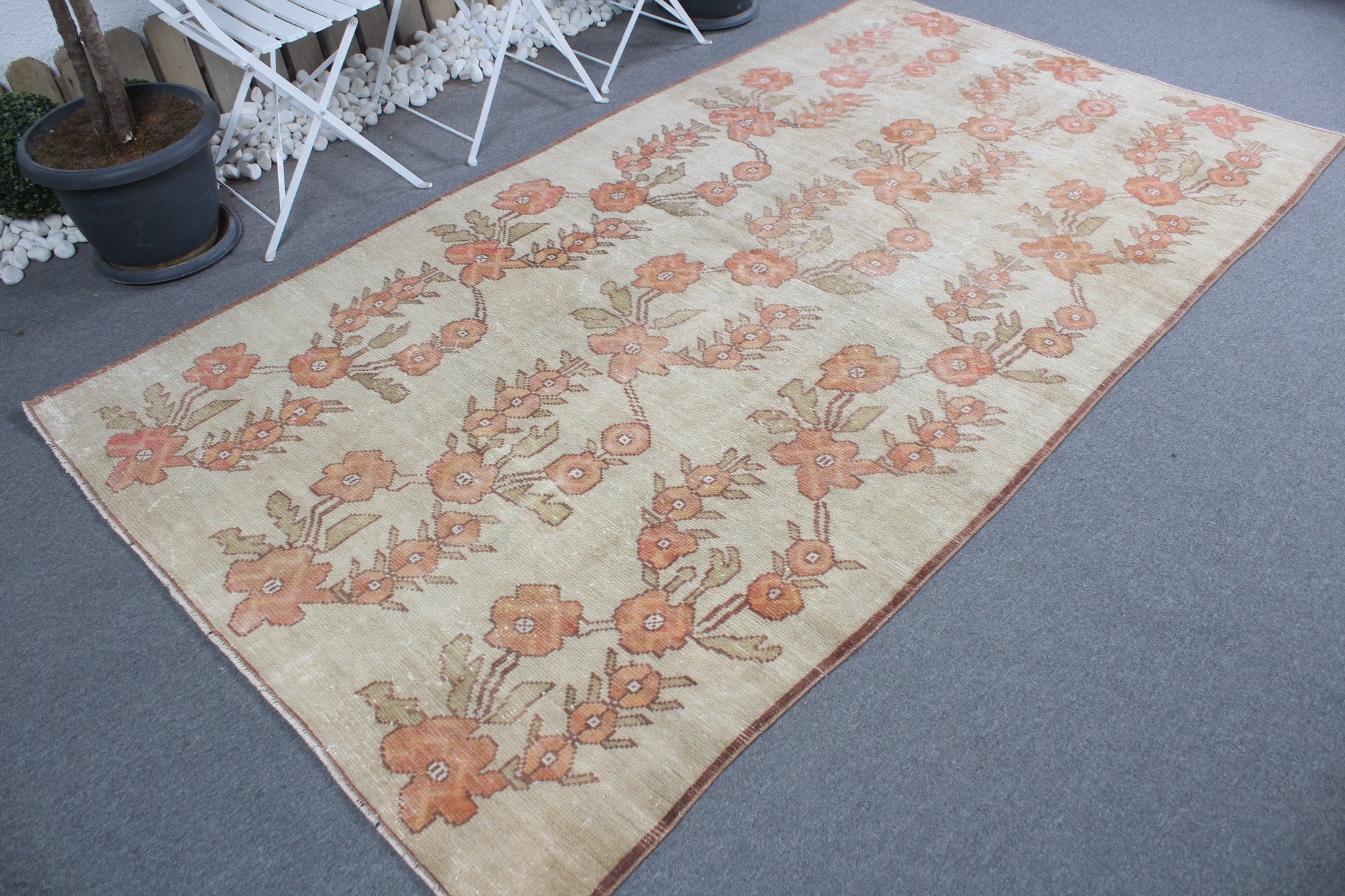 Turkish Rugs, Rugs for Bedroom, Anatolian Rug, Living Room Rug, Vintage Rugs, Salon Rug, Bedroom Rug, Beige Wool Rug, 4.8x8.9 ft Large Rug