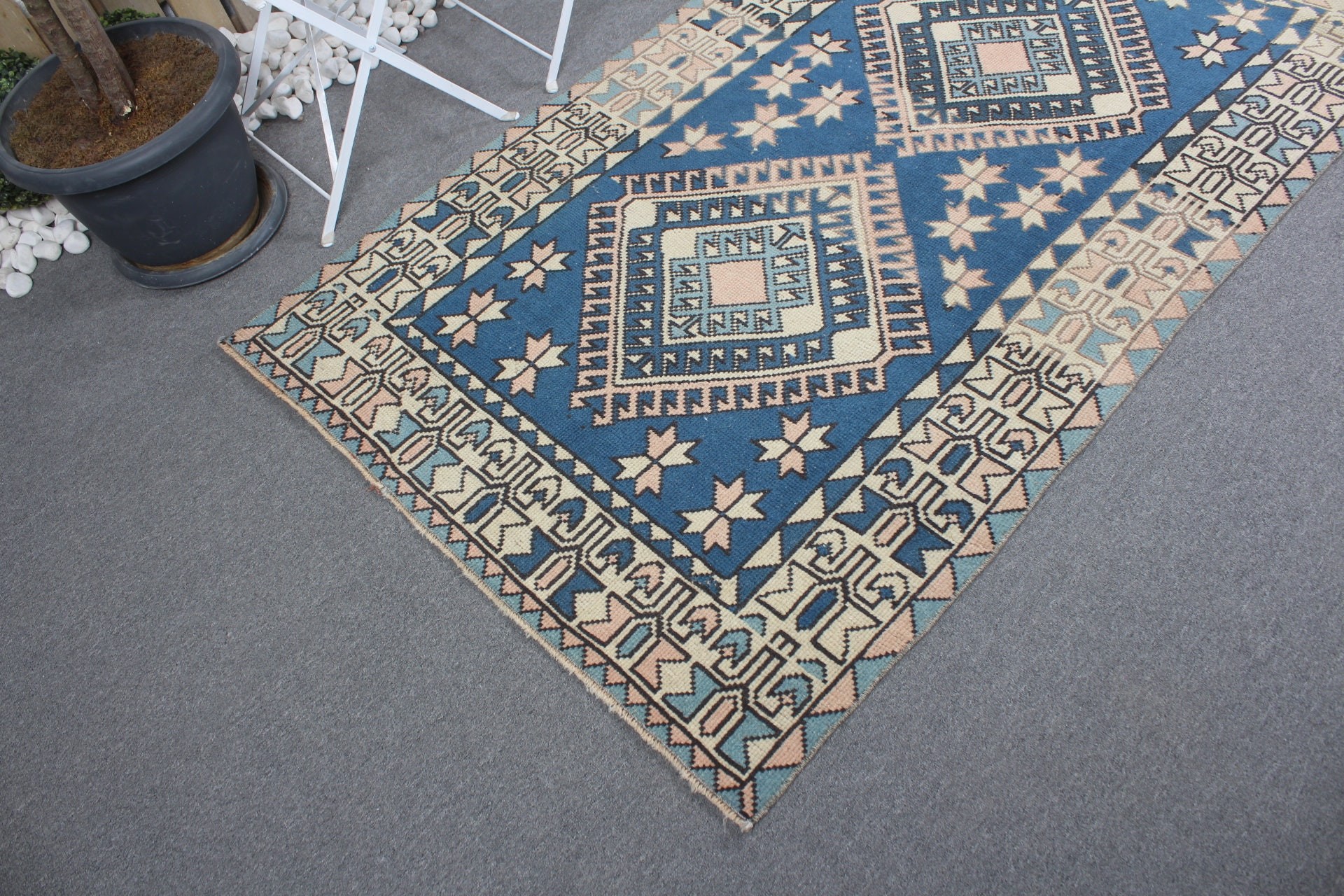 Antique Rugs, Vintage Rugs, Nursery Rug, Aztec Rug, Blue Floor Rug, Home Decor Rugs, 3.7x6.4 ft Accent Rugs, Turkish Rug, Kitchen Rug