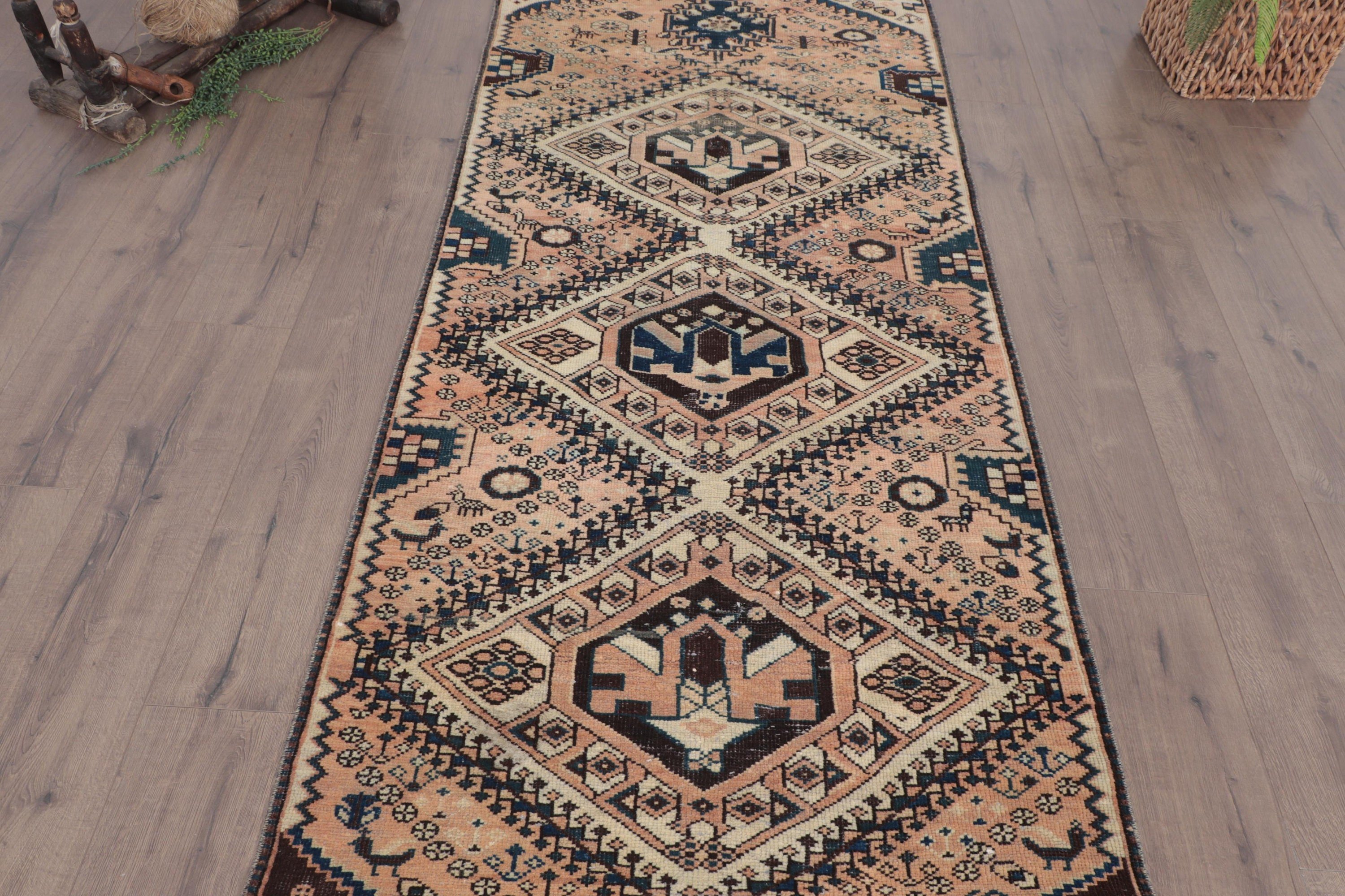 3.2x8.6 ft Runner Halı, Koridor Halısı, Kahverengi Ev Dekorasyonu Halısı, Boho Halıları, Beni Ourain Runner Halıları, Türk Halıları, Lüks Halılar, Vintage Halı