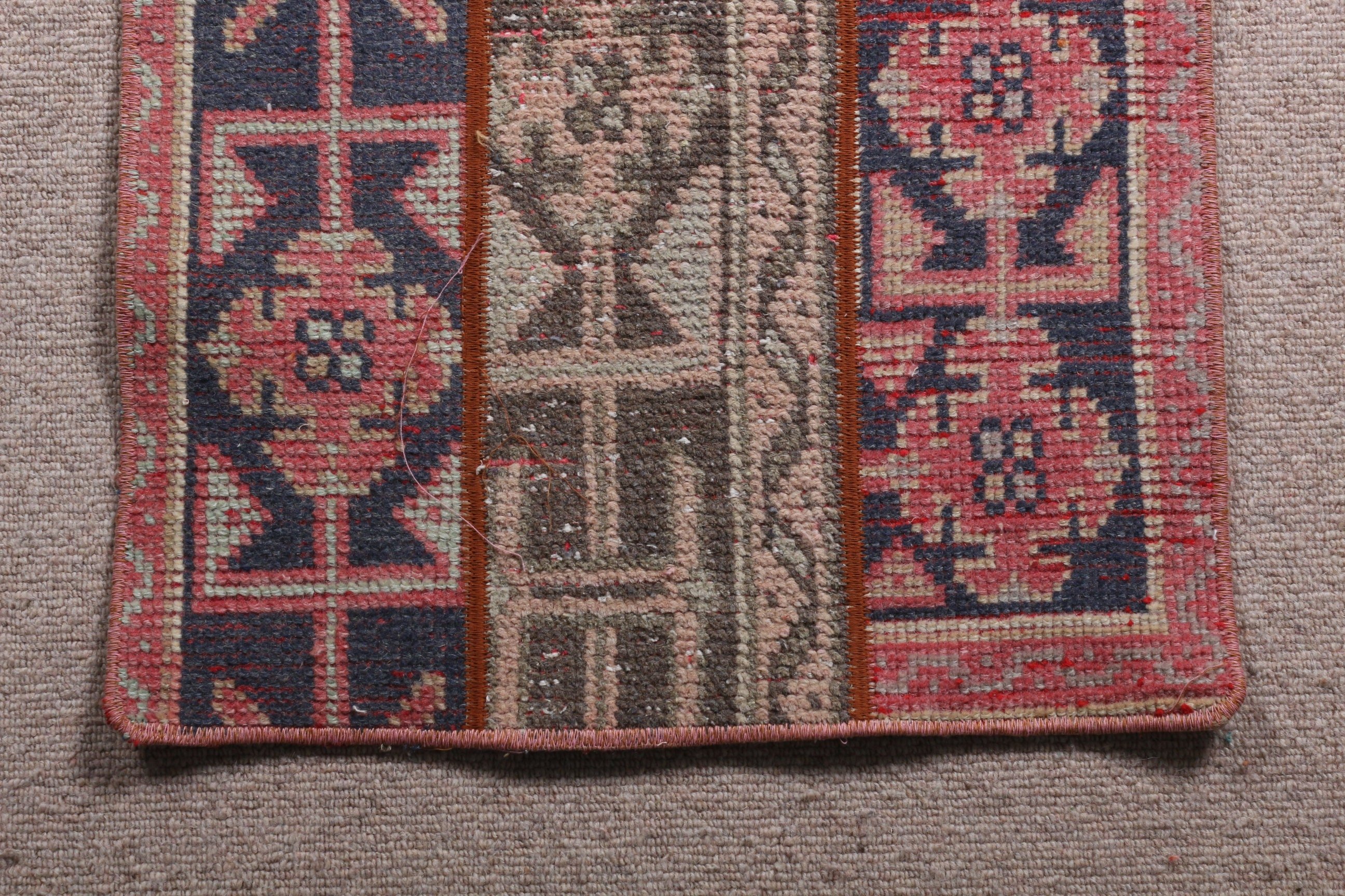 Vintage Rug, Turkish Rug, Bathroom Rug, Red  1.7x3.7 ft Small Rug, Cool Rugs, Rugs for Kitchen, Antique Rug, Entry Rugs