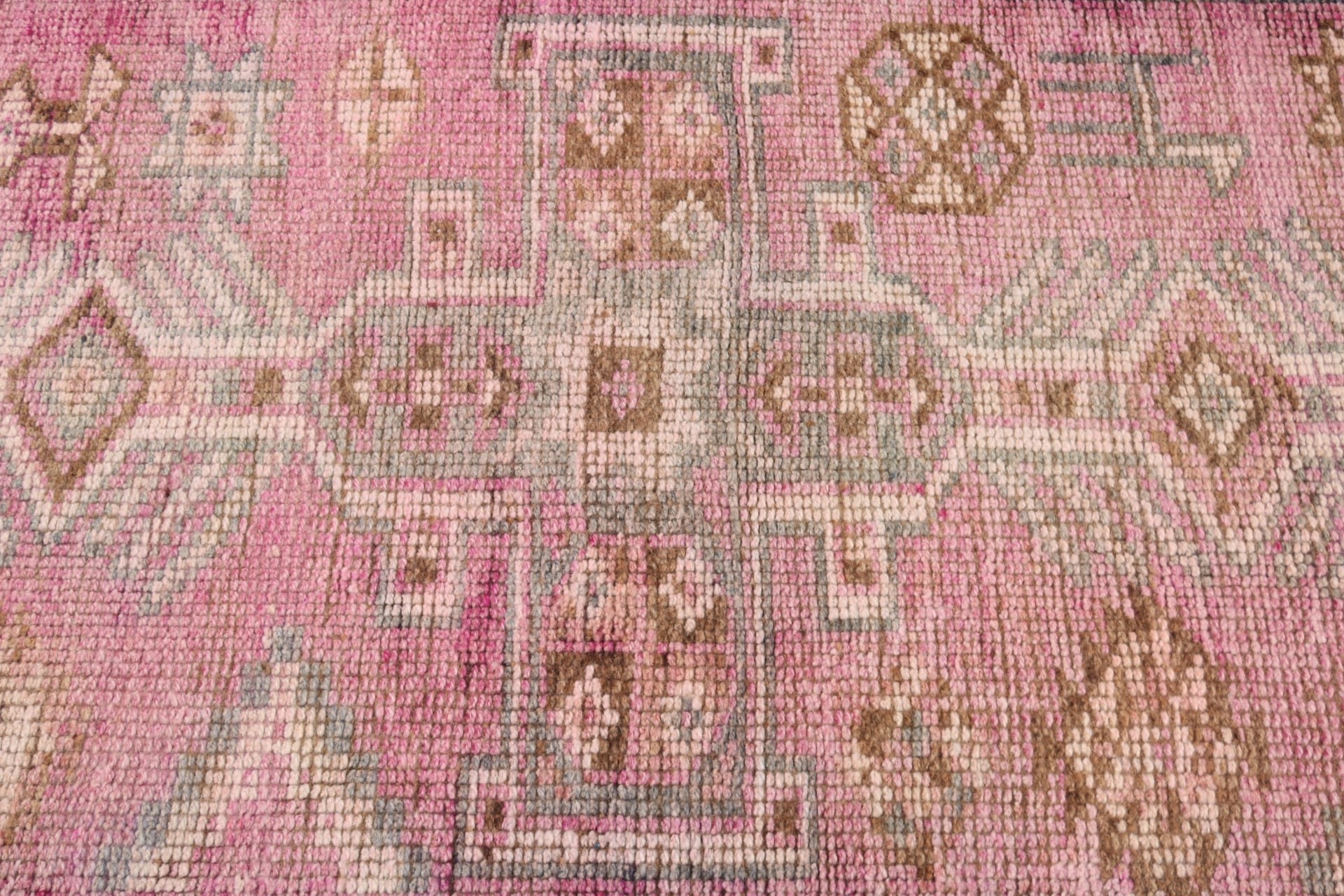 Pink Wool Rugs, Geometric Rug, Turkish Rug, Bedroom Rugs, 3.1x10.8 ft Runner Rug, Vintage Rugs, Hallway Rugs, Rugs for Beni Ourain Runner