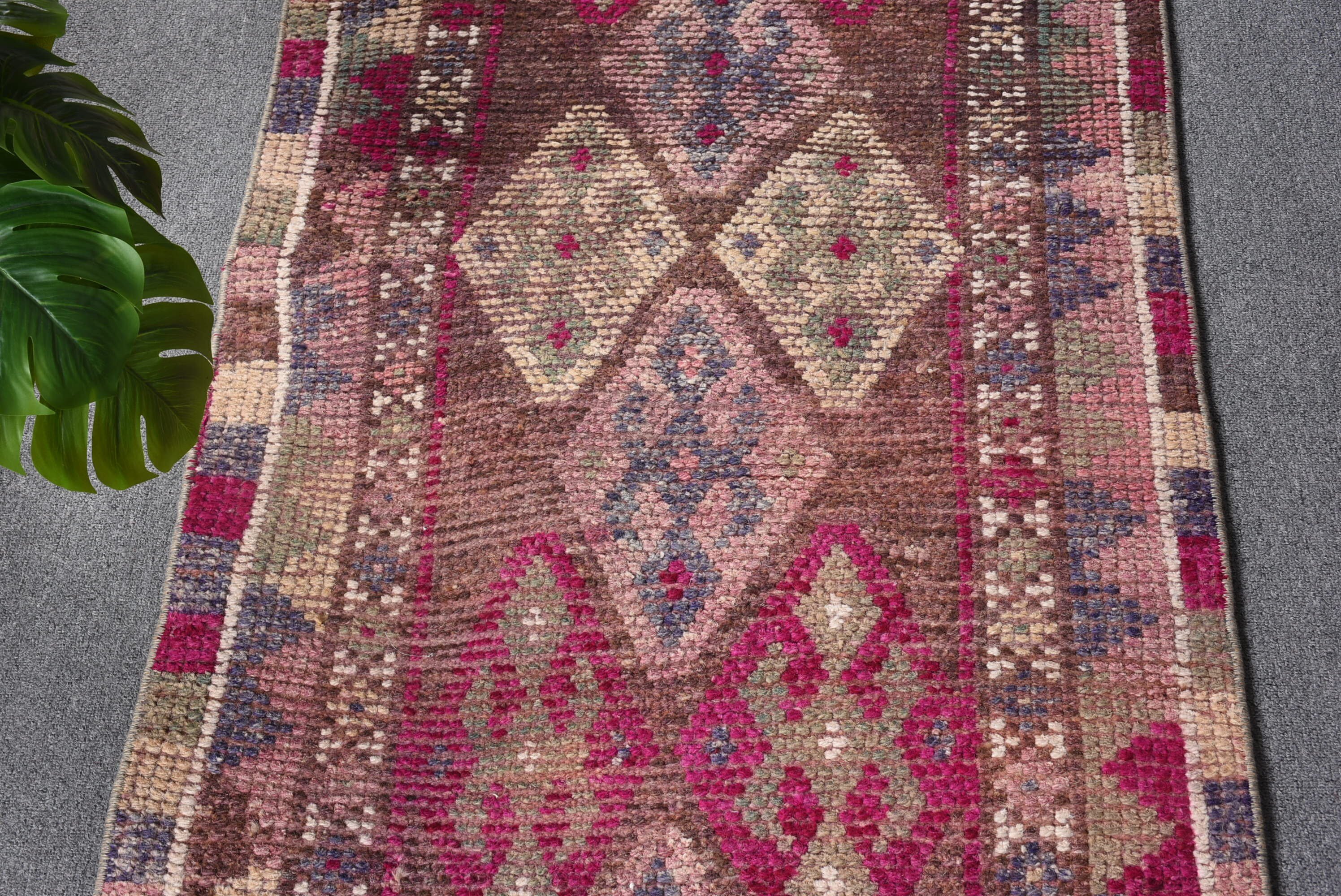 Purple Bedroom Rugs, Rugs for Kitchen, Stair Rug, Cool Rugs, 2.6x11.7 ft Runner Rugs, Antique Rug, Vintage Rugs, Turkish Rug, Corridor Rug