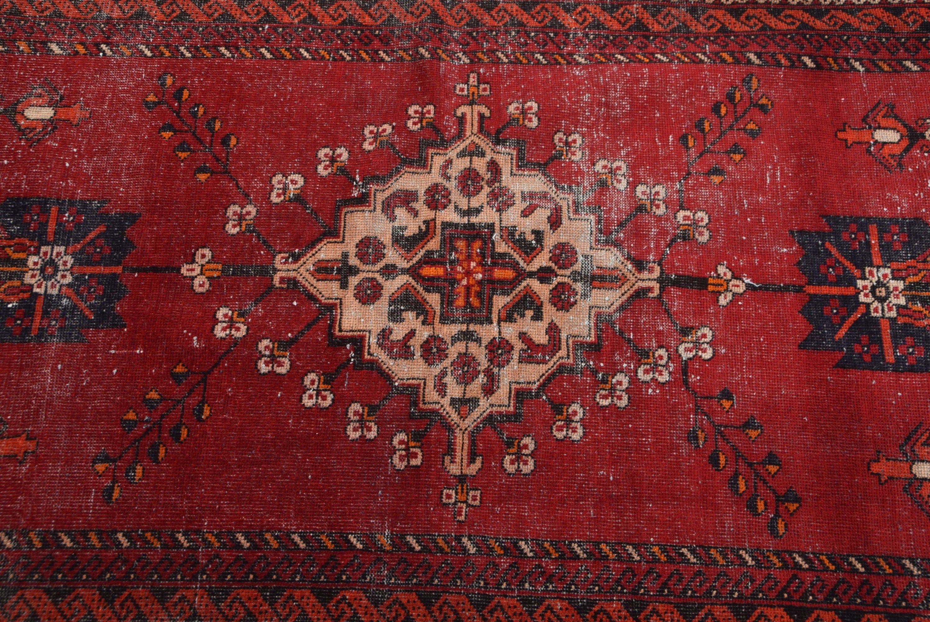 Sessiz Halı, 3.9x6.8 ft Alan Halıları, Oushak Halısı, İç Mekan Halısı, Yemek Odası Halıları, Vintage Halı, Kırmızı Oushak Halısı, Türk Halısı, Mutfak Halıları