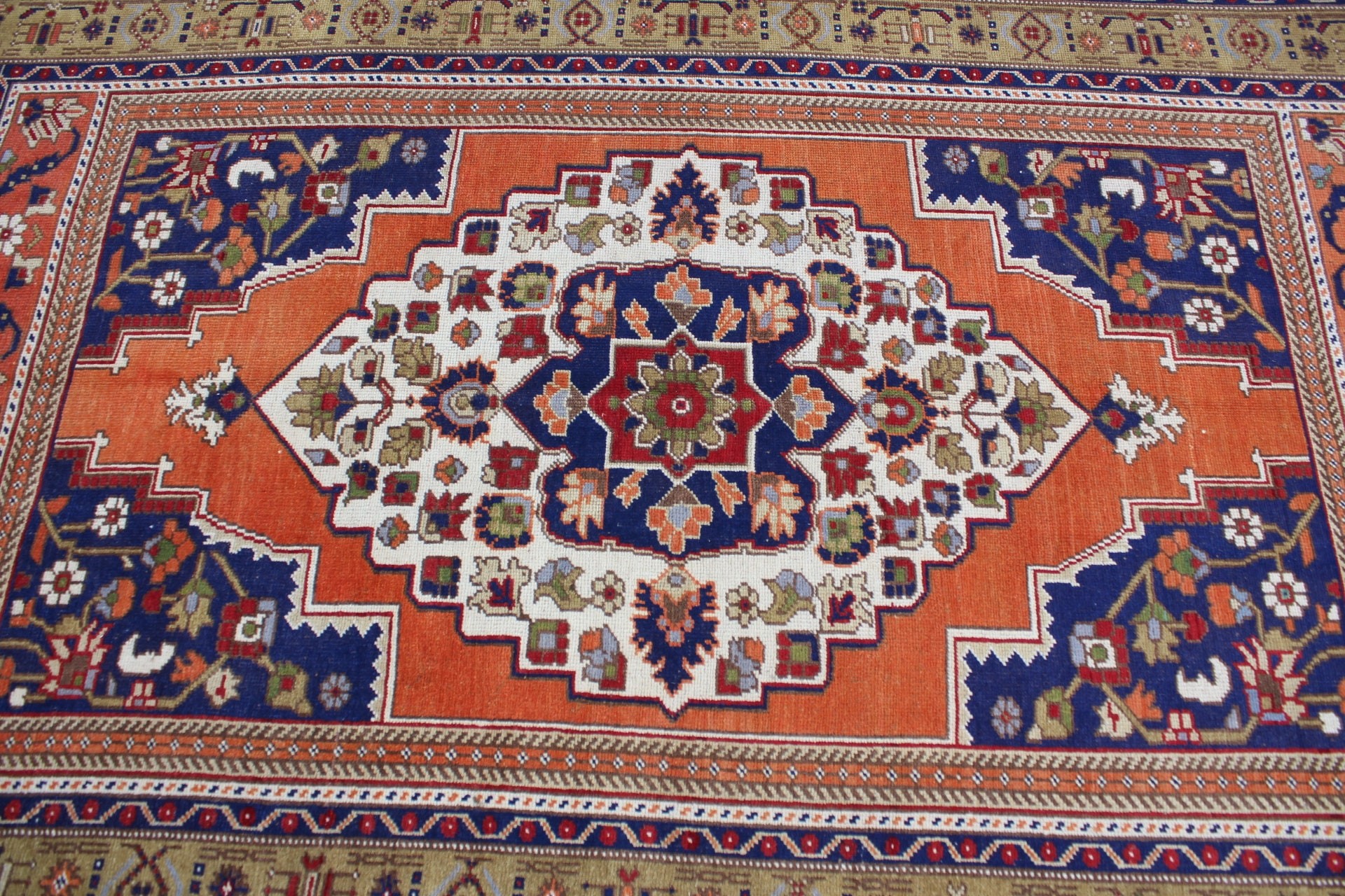 Ev Dekorasyonu Halıları, Vintage Halılar, Antika Halılar, Çocuk Halısı, Yemek Odası Halıları, 4.9x7.6 ft Alan Halısı, Türk Halıları, Turuncu Anadolu Halısı