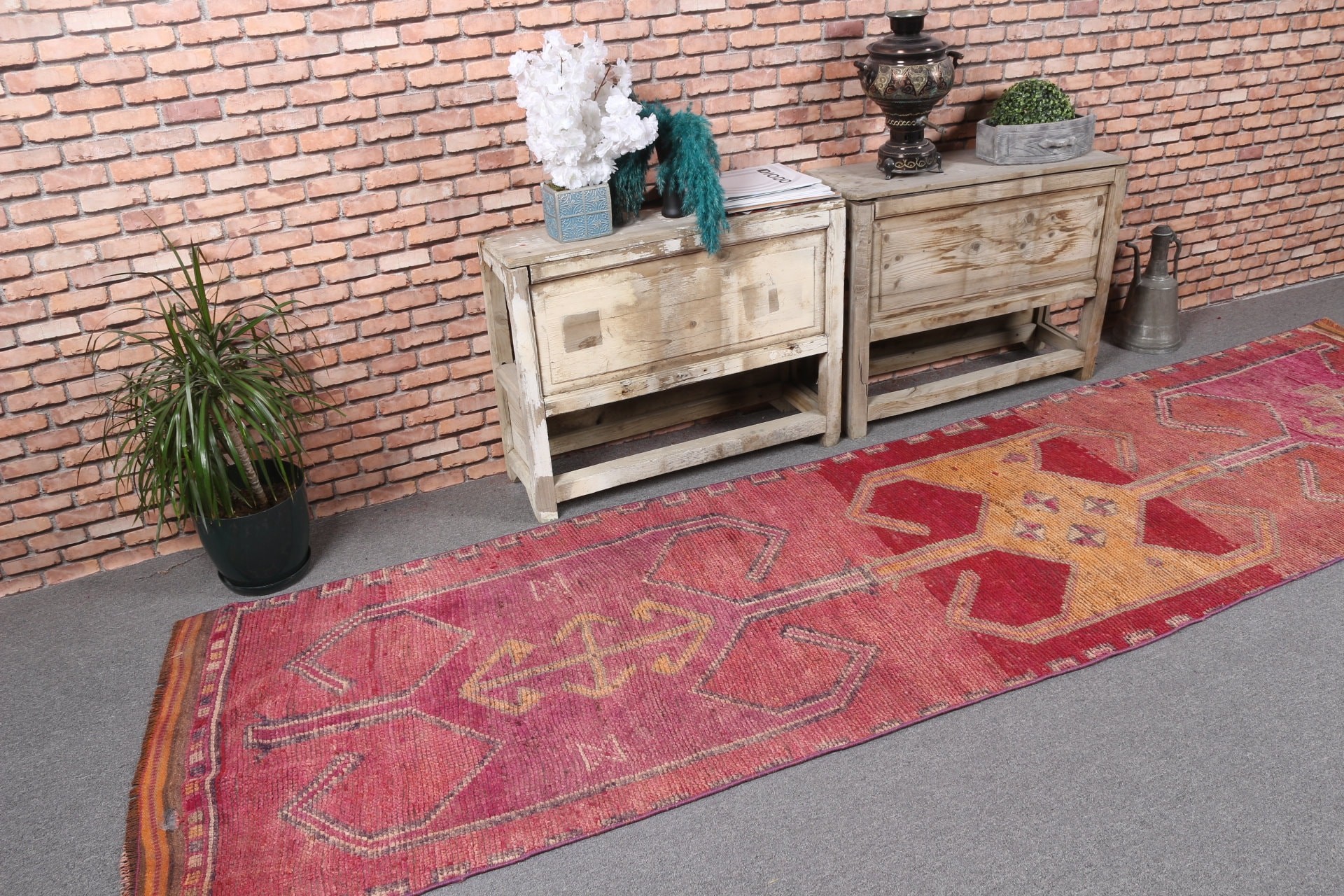 Pale Rug, Rugs for Kitchen, 3x11.2 ft Runner Rug, Corridor Rugs, Turkish Rug, Vintage Rug, Pink Moroccan Rug, Moroccan Rug