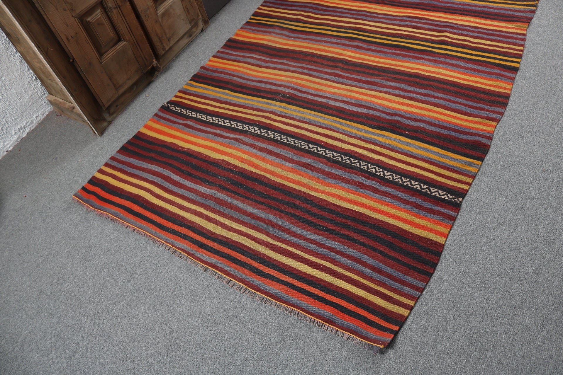 Oturma Odası Halıları, Mutfak Halıları, Vintage Halılar, El Dokuma Halılar, Türk Halıları, 4.3x8.1 ft Alan Halısı, Kilim, Siyah Yer Halısı, Yün Halı