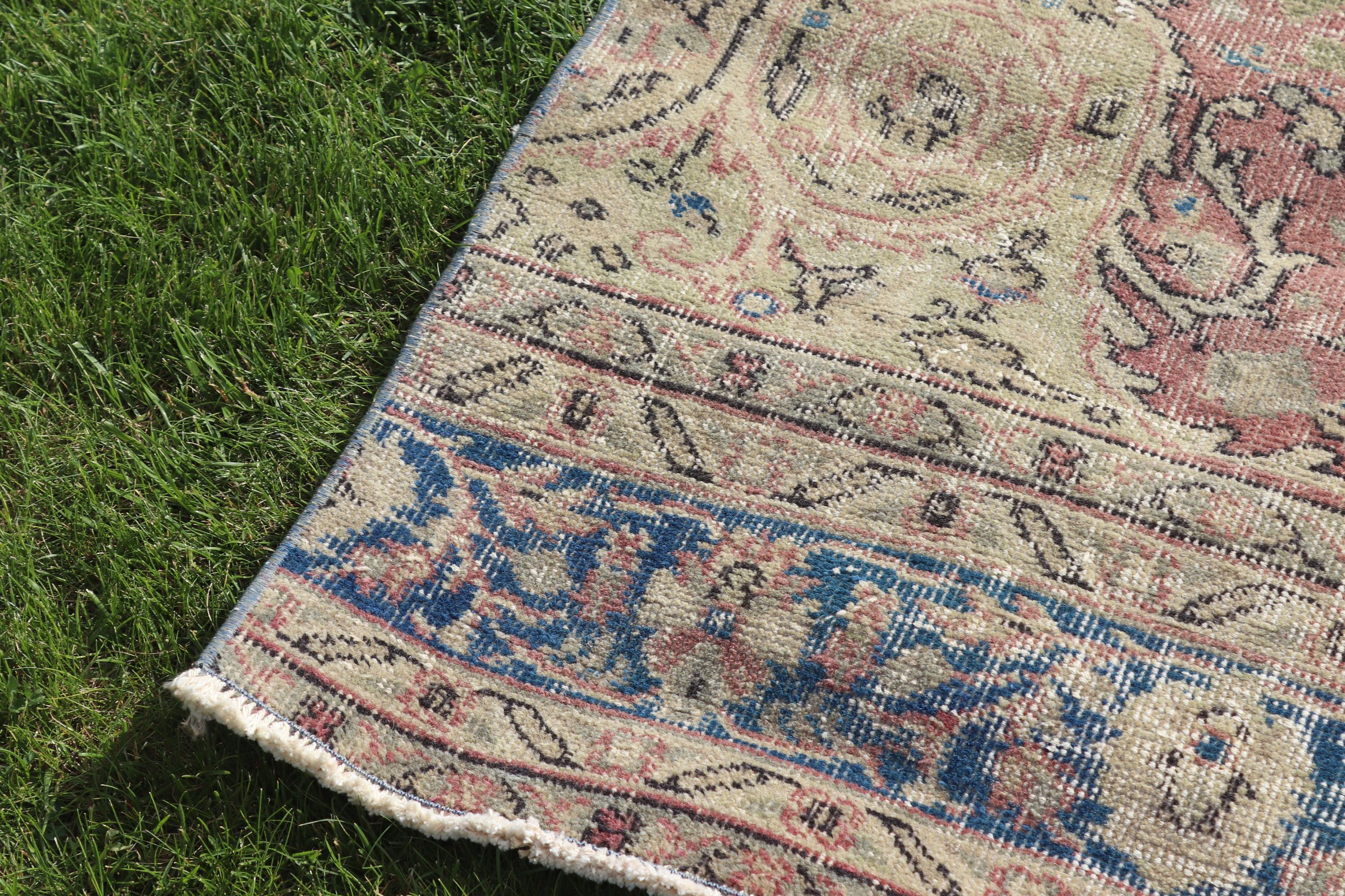 Koridor Halıları, Lüks Halı, Oushak Halı, Koşucu Halıları, Sanatsal Halılar, Türk Halısı, Bej Oushak Halısı, Vintage Halı, 3,9x10,5 ft Koşucu Halısı