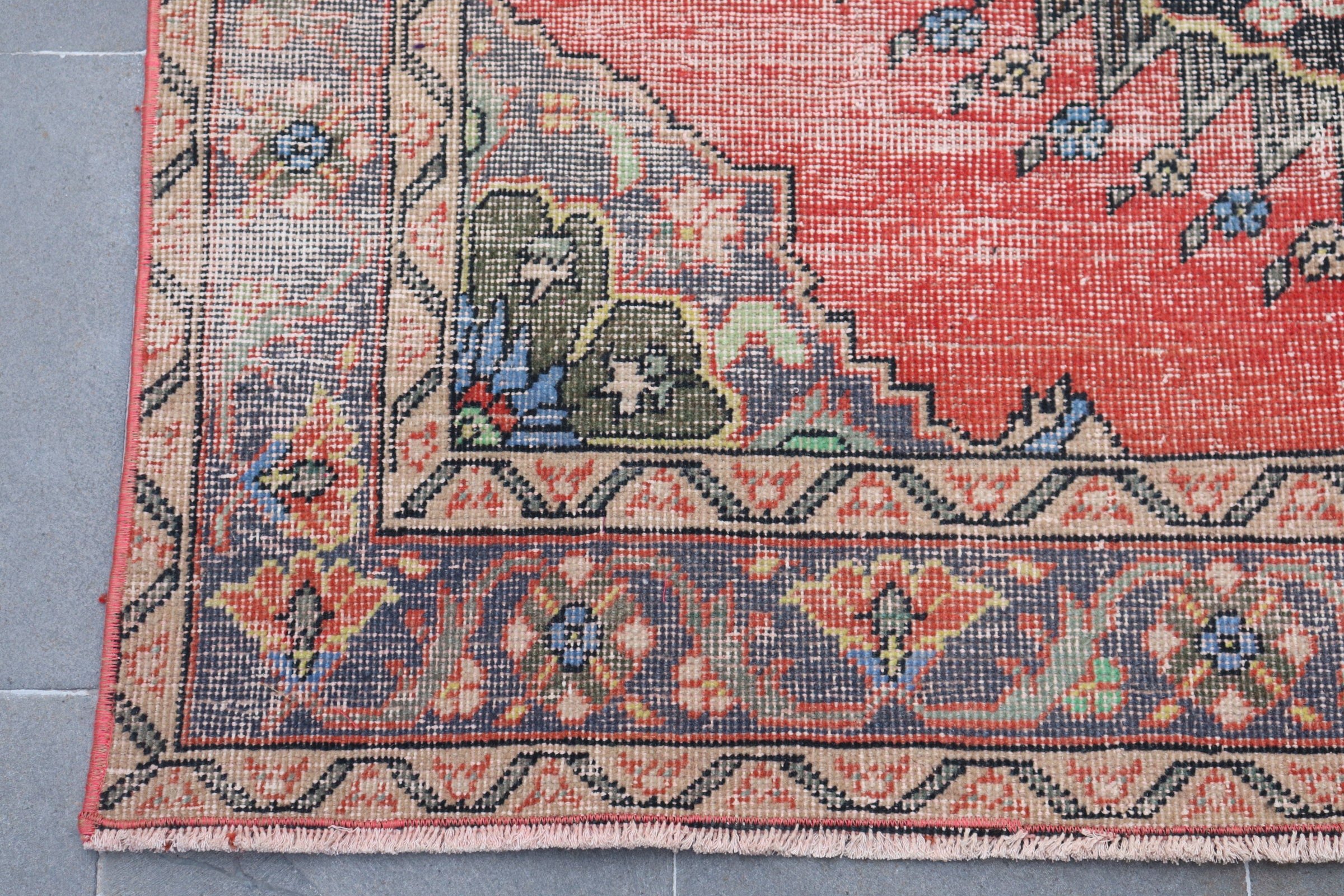 Pale Rug, Red  4.7x12.5 ft Runner Rugs, Vintage Rugs, Rugs for Kitchen, Turkish Rug, Wool Rug, Corridor Rug, Bedroom Rug