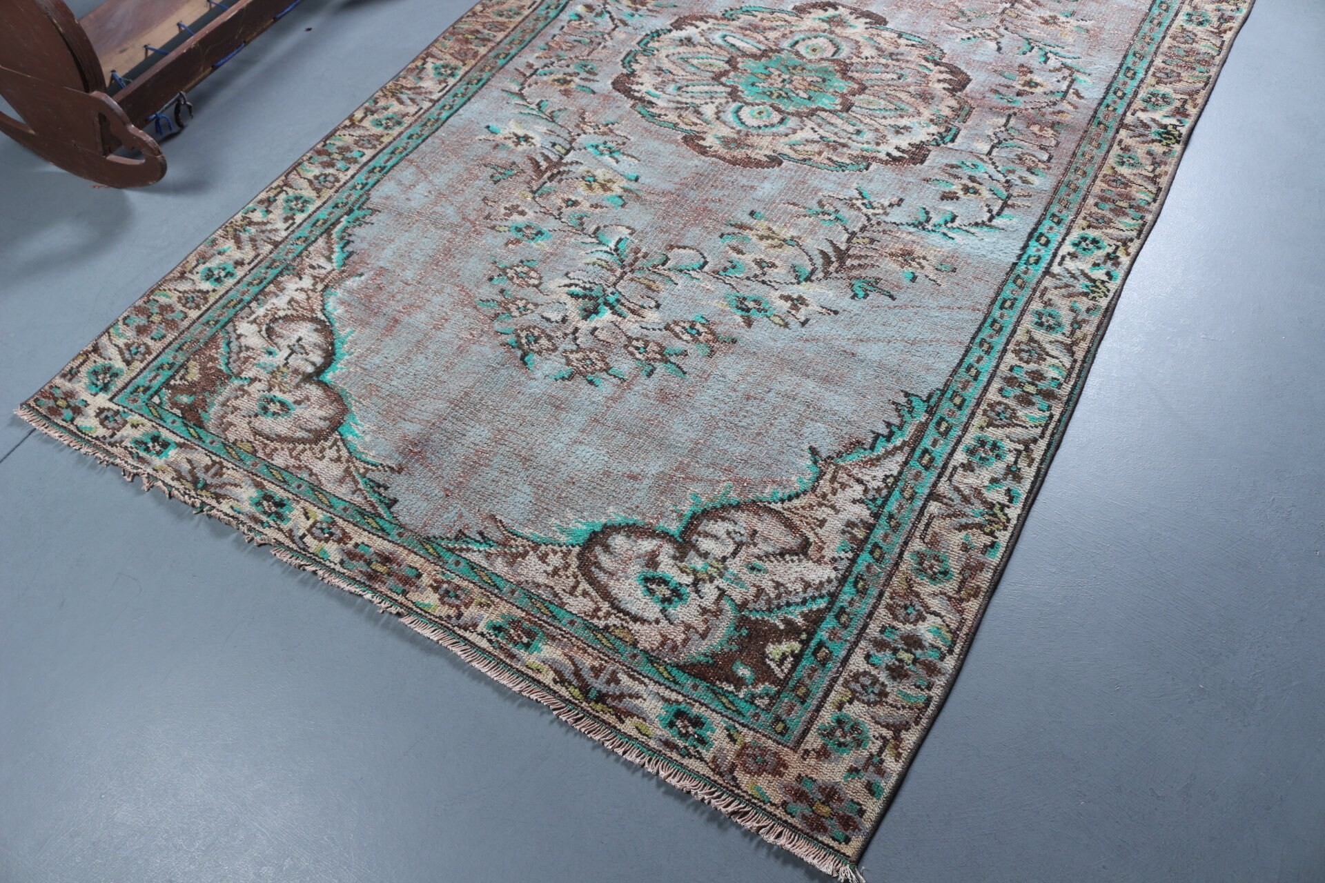 Kahverengi Mutfak Halısı, El Dokuma Halısı, Oturma Odası Halıları, 5,3x9 ft Büyük Halılar, Oryantal Halı, Salon Halısı, Türk Halısı, Vintage Halılar, Mutfak Halısı