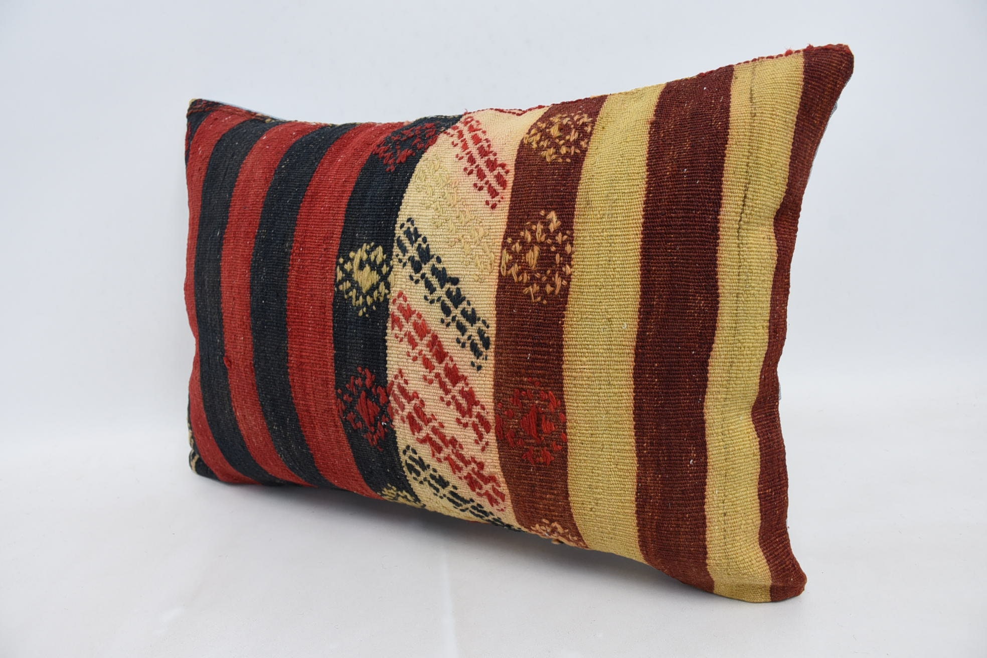 Interior Designer Pillow, 16"x24" Red Cushion, Morroccon Kilim Cushion Cushion Case, Ethnical Kilim Rug Pillow, Home Decor Pillow